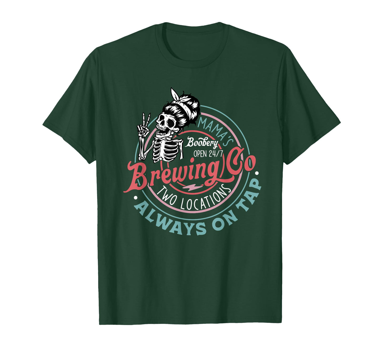 Retro Mama's Boobery Brewing Co Funny Breastfeeding Skeleton T-Shirt