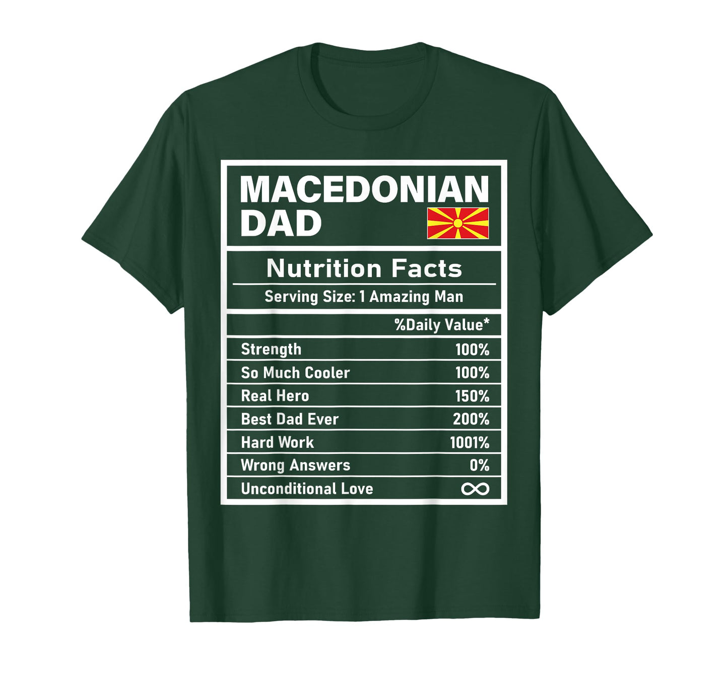 Macedonian Dad Nutrition Facts Father's Day National Pride T-Shirt
