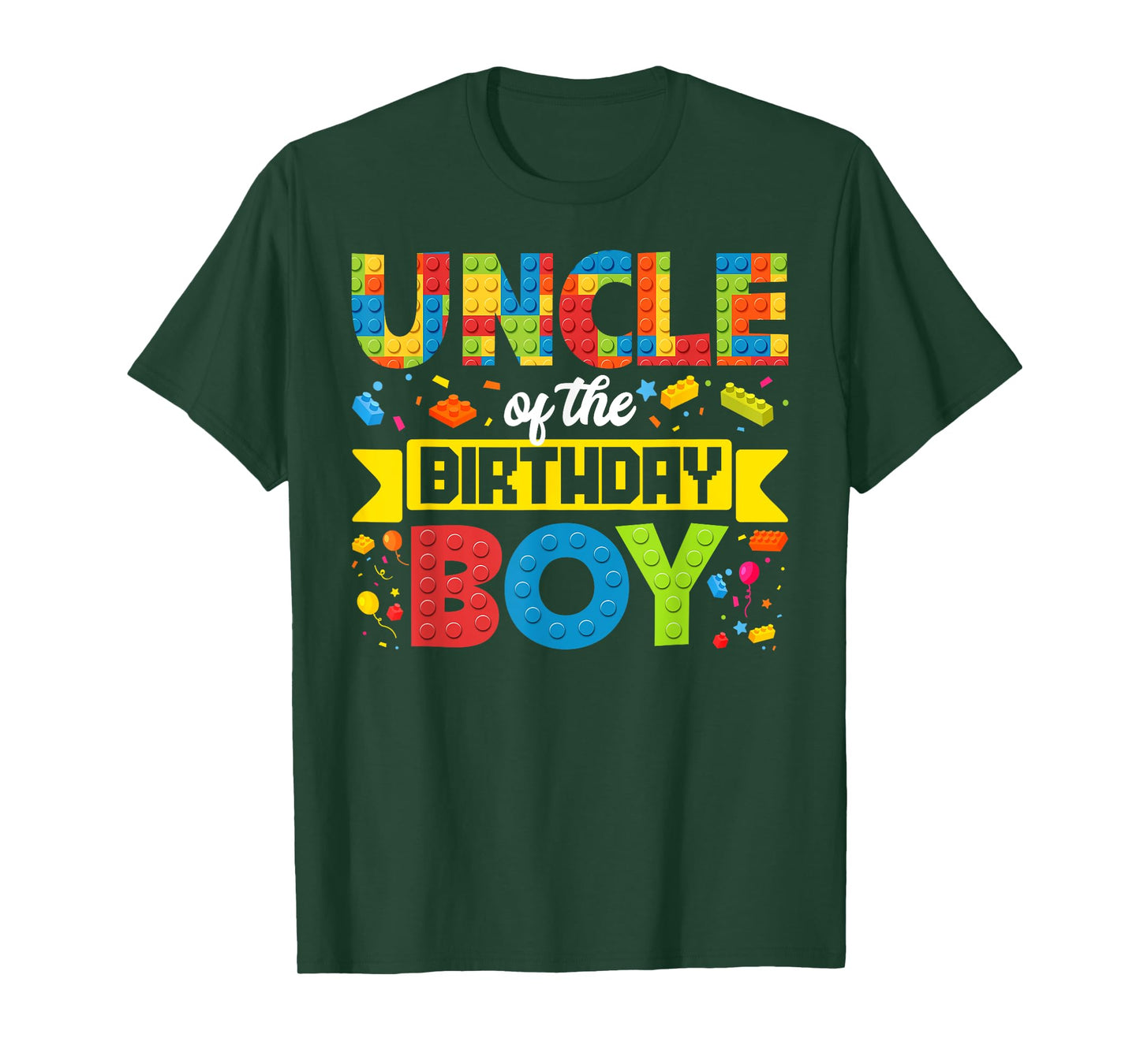Uncle Of The Birthday Boy Master Builder Kid Building Blocks T-Shirt