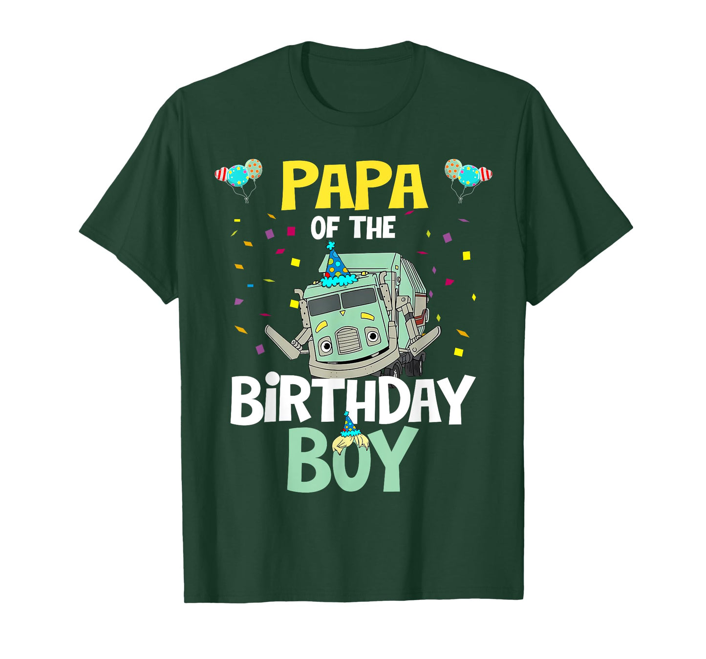 Papa Of The Birthday Boy Garbage Truck Recycling Trash T-Shirt
