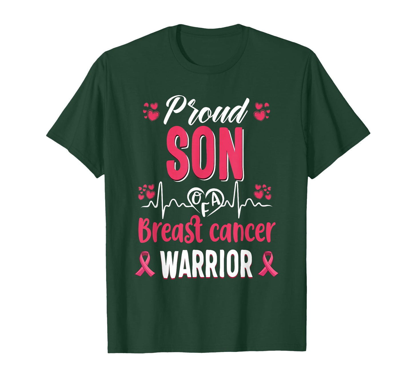 proud Son breast cancer warrior awareness pink ribbon T-Shirt