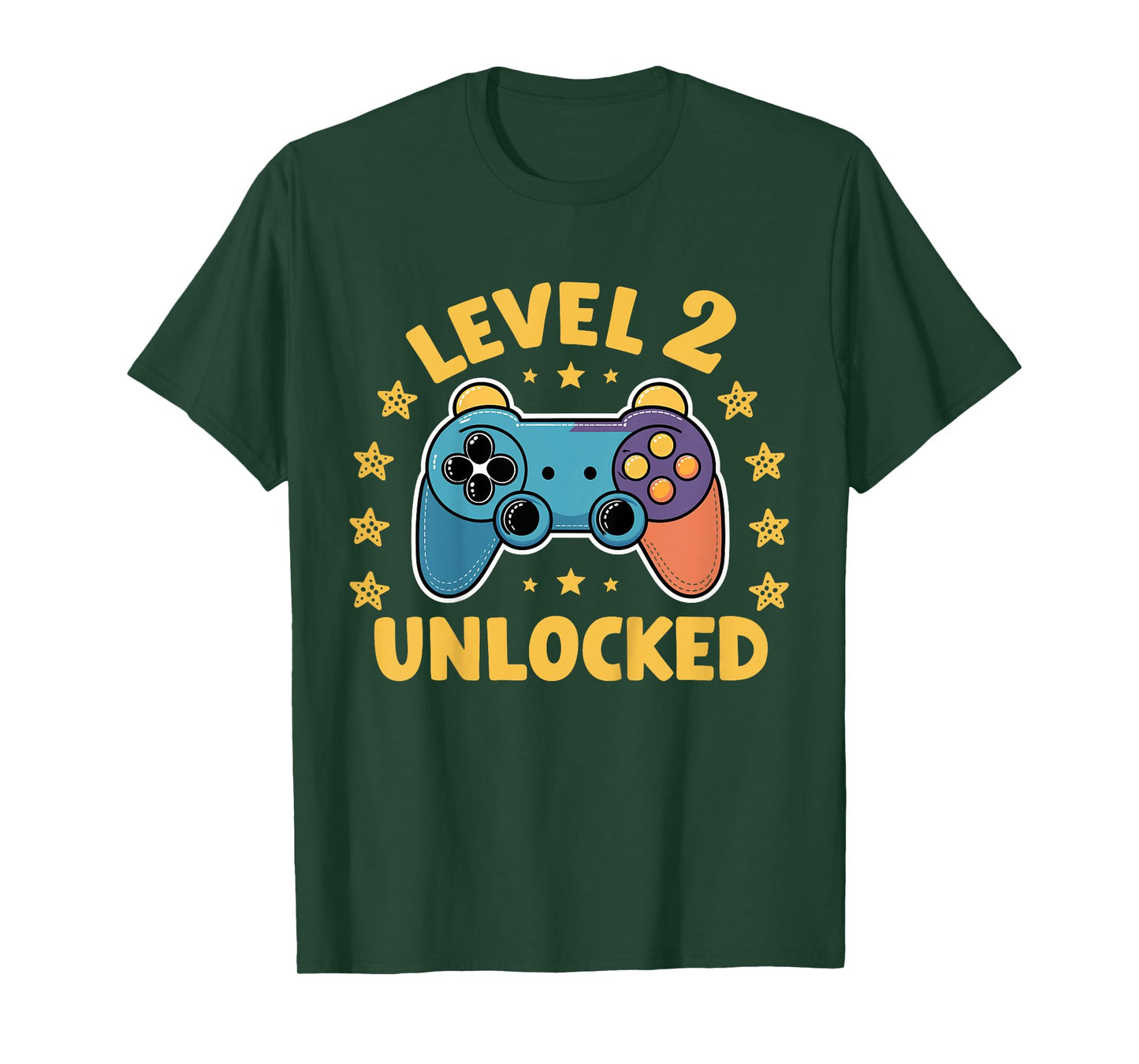 Kids Level 2 Unlocked Gamer 2 Years Old 2nd Birthday Gaming Kids T-Shirt