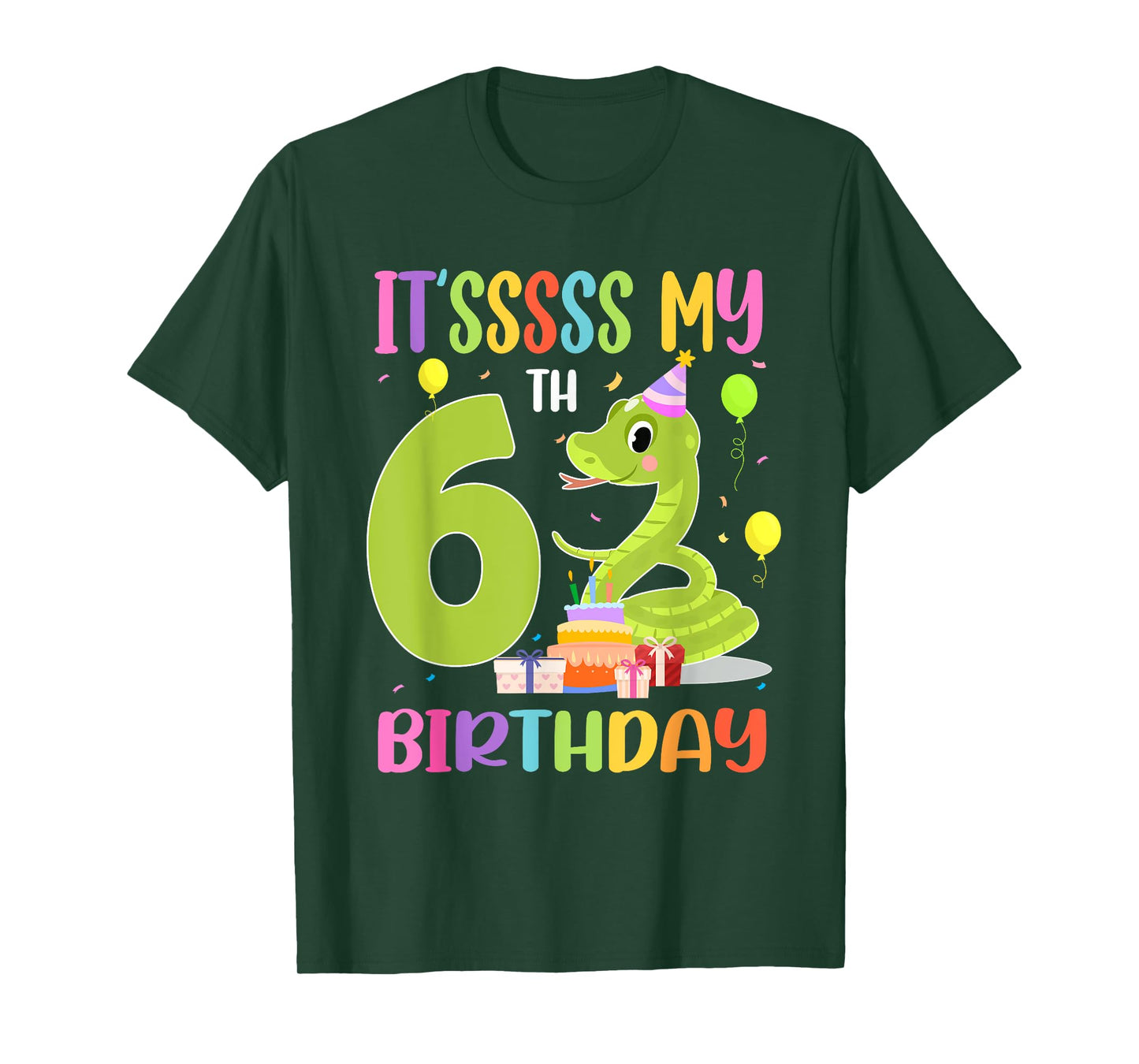 It's My 6th Birthday Snake 6 Years Old Birthday T-Shirt