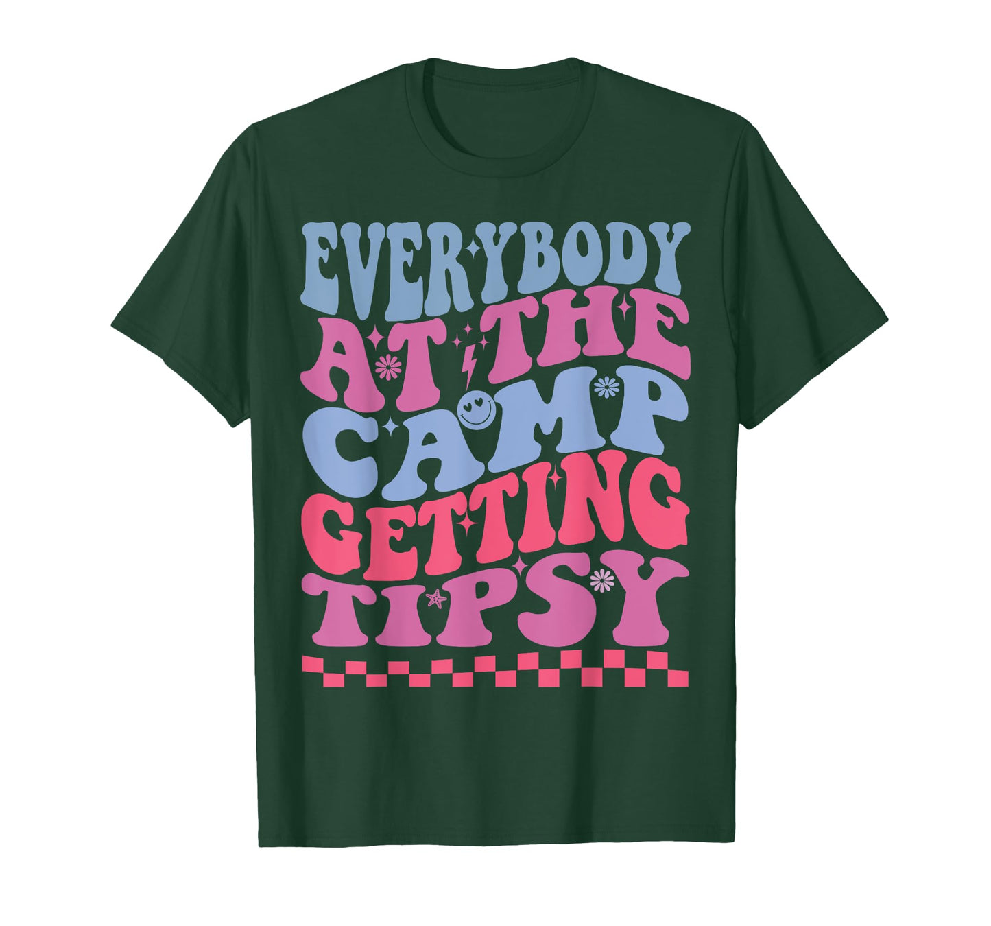 Everybody on the Camp getting tipsy Camping friends groovy T-Shirt