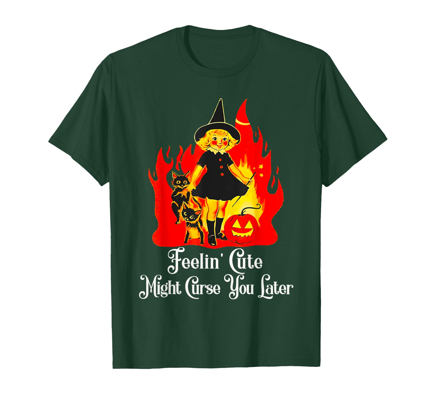 Feeling Cute Might Curse You Later Cute Witch Funny T-Shirt