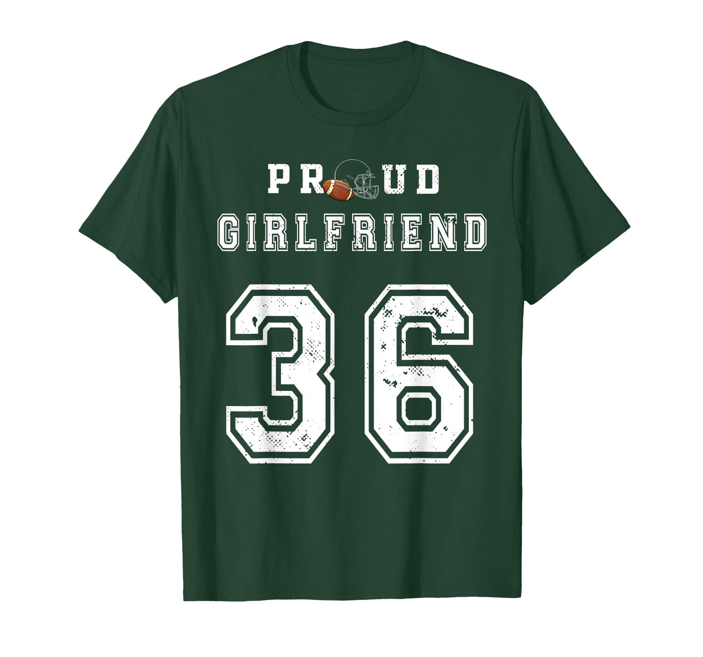 Custom Proud Football Girlfriend Number 36 Personalized Girl T-Shirt