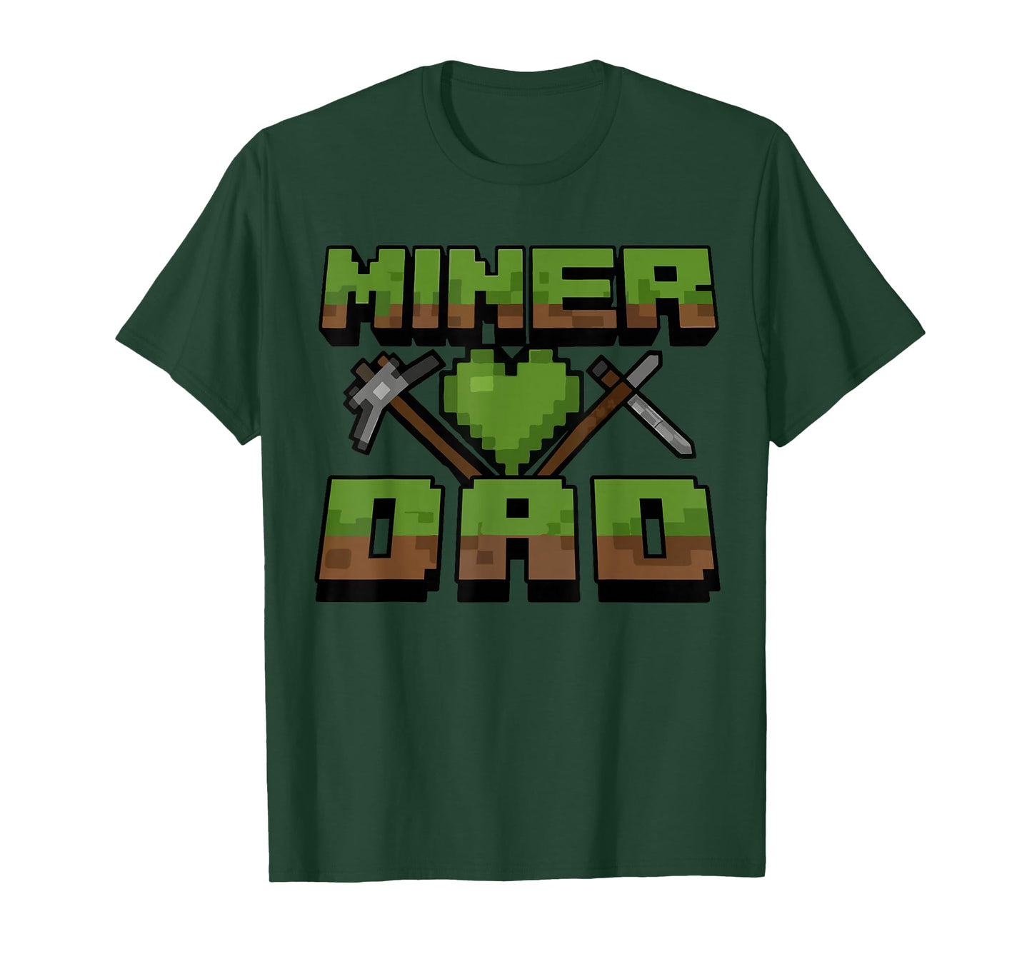 Funny Miner Dad Birthday Boy Party Video Gamer Pixel T-Shirt