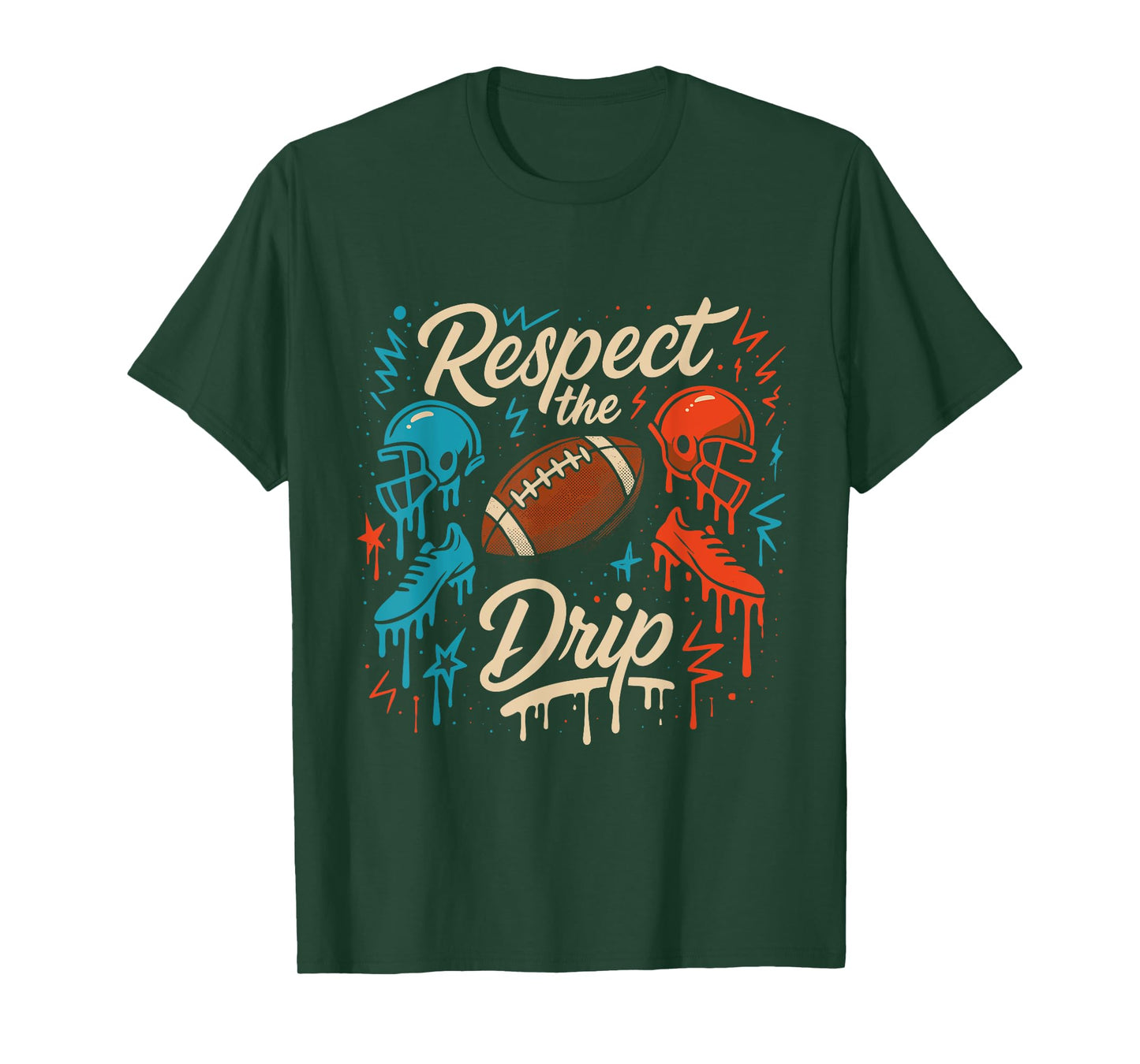 Respect The Drip Football Helmets Sneakers Kids Teens Men T-Shirt