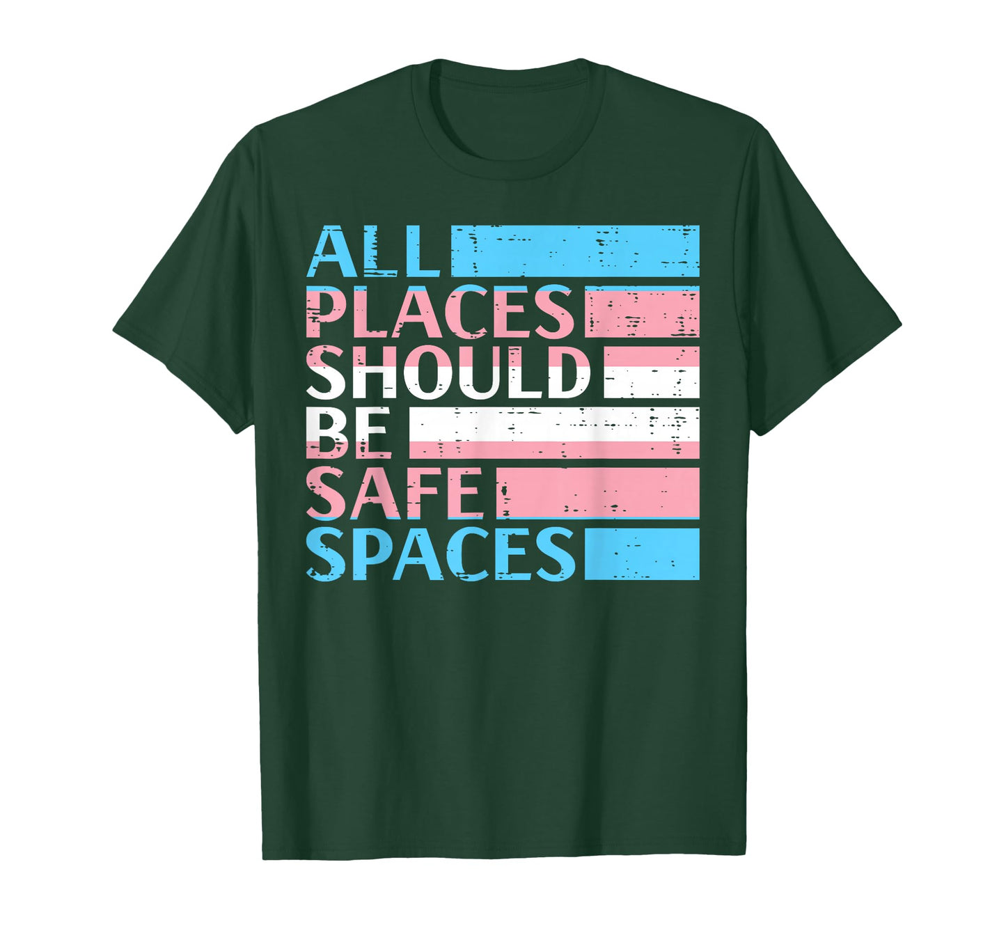 Transgender All Spaces Safe Trans Pride Flag LGBT Women Men T-Shirt