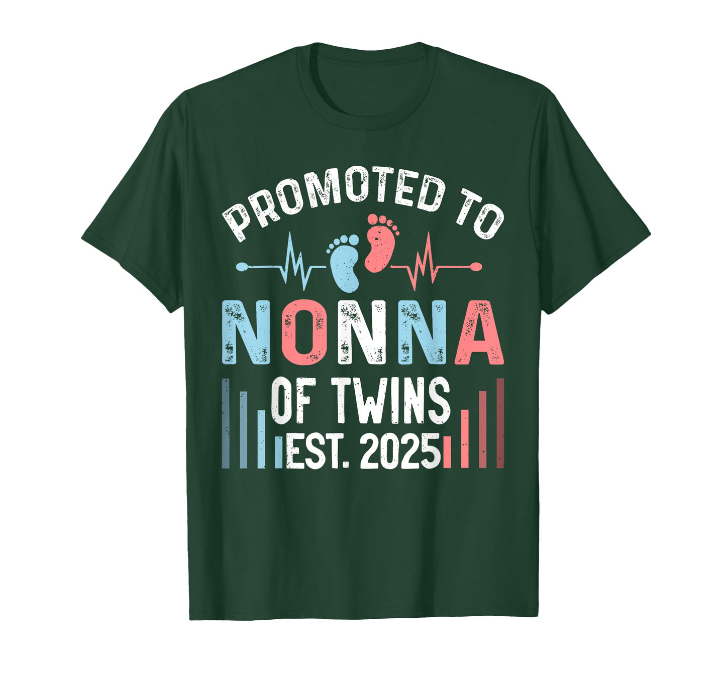 Promoted To Nonna Of Twins Est 2025 Twin Baby Shower T-Shirt