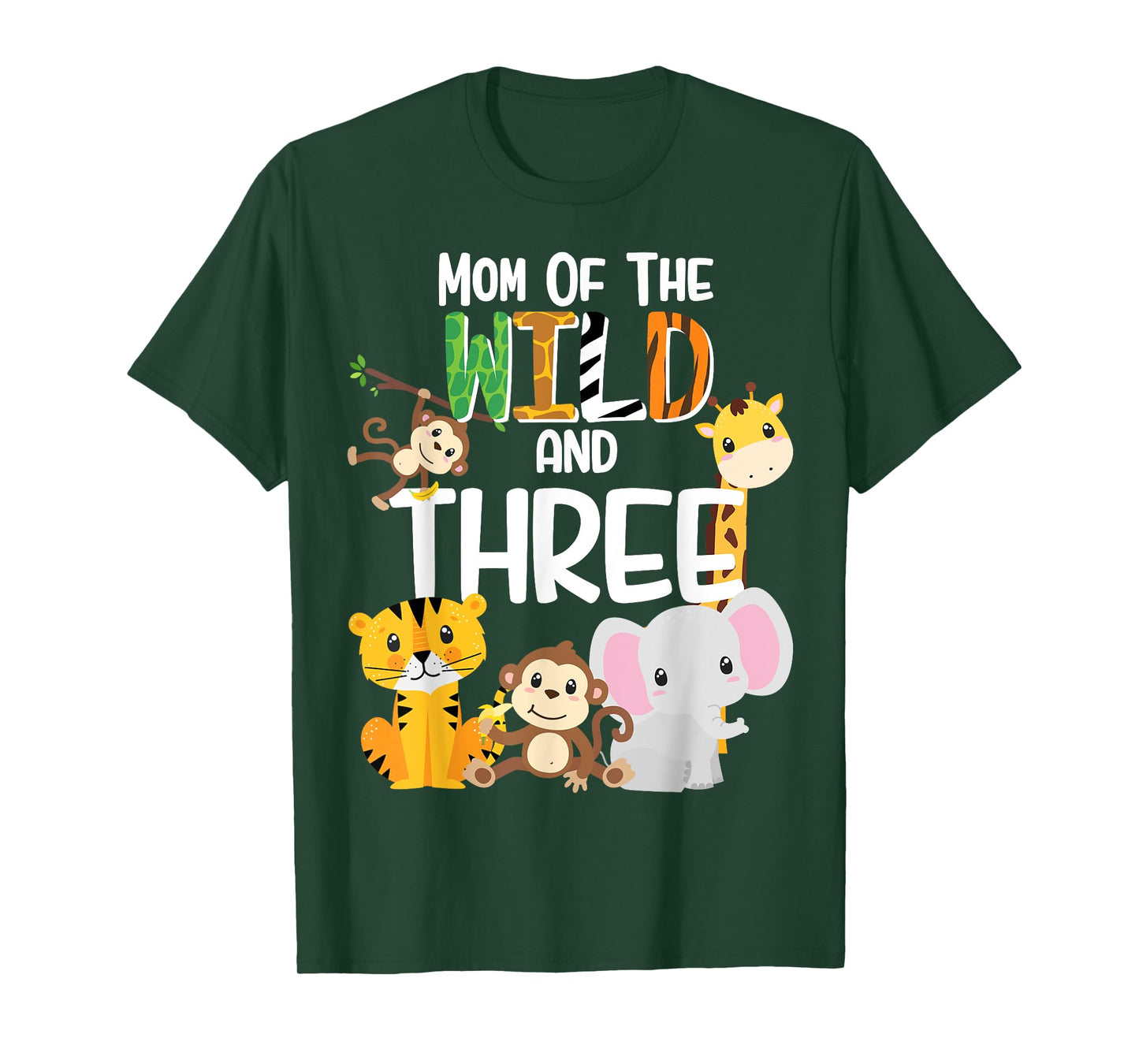 Mom of the Wild and Three Zoo Theme Birthday Safari Jungle T-Shirt