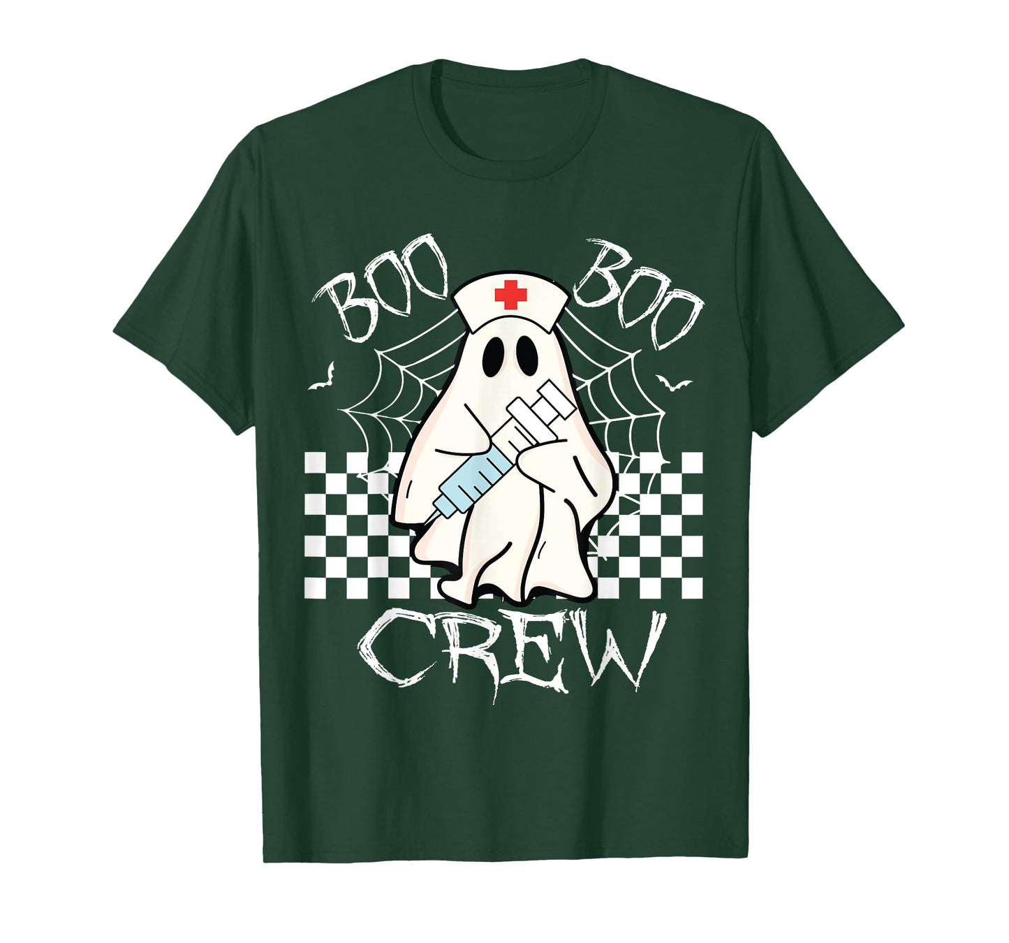 Boo Boo Crew Nurse Ghost Halloween Scrub Top Nursing Women T-Shirt