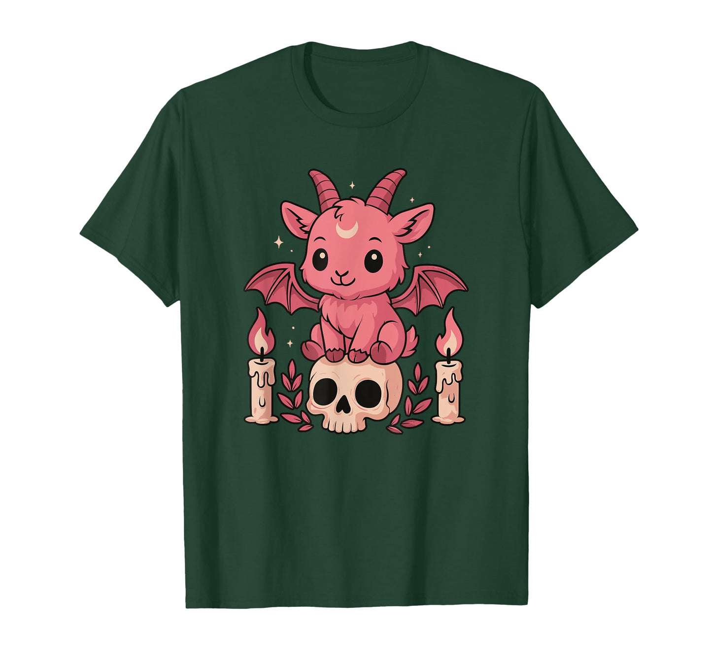 Kawaii Pastel Goth Cute Creepy Goat Bat Skeleton T-Shirt