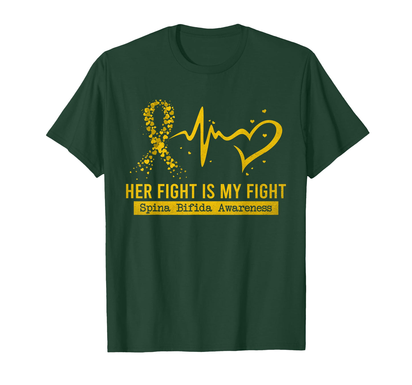 Her Fight Is My Fight Heart Ribbon Spina Bifida Awareness T-Shirt