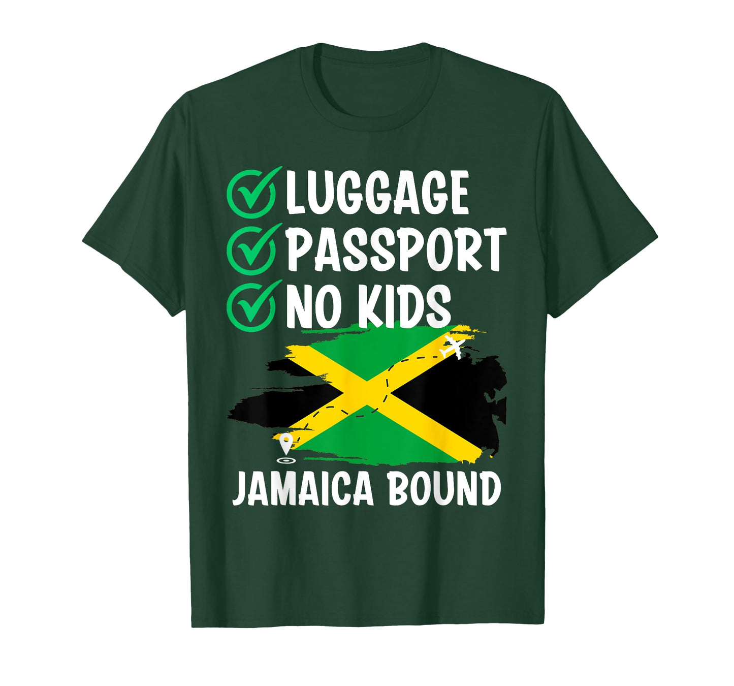 Luggage Passport No Kids Jamaica Bound Vacation Backpacking T-Shirt