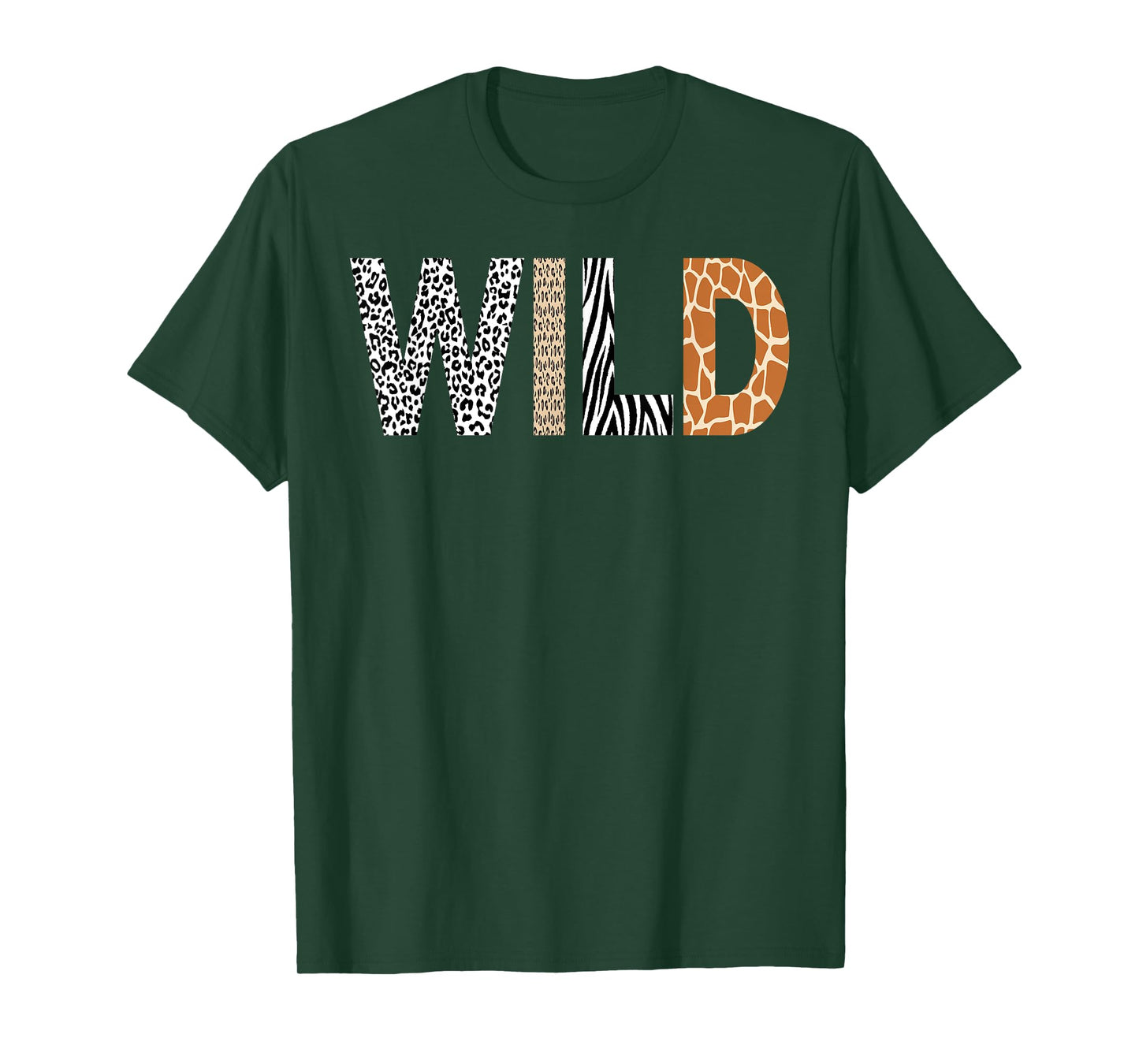 Wild Animal Pattern Giraffe Wolf Leopard Zebra Animal Print T-Shirt