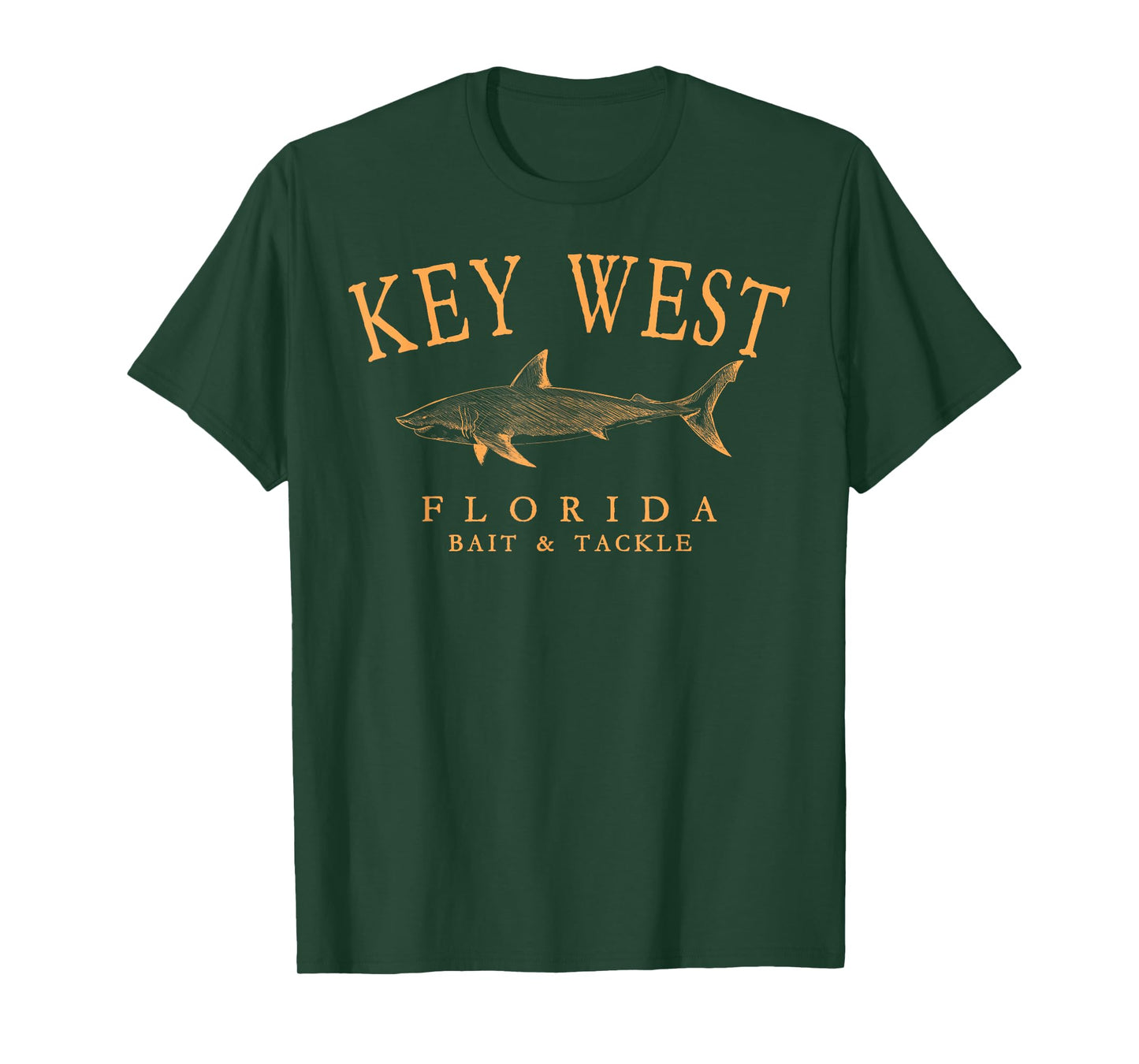 Key West Florida Shark Retro Arched Orange Letters T-Shirt