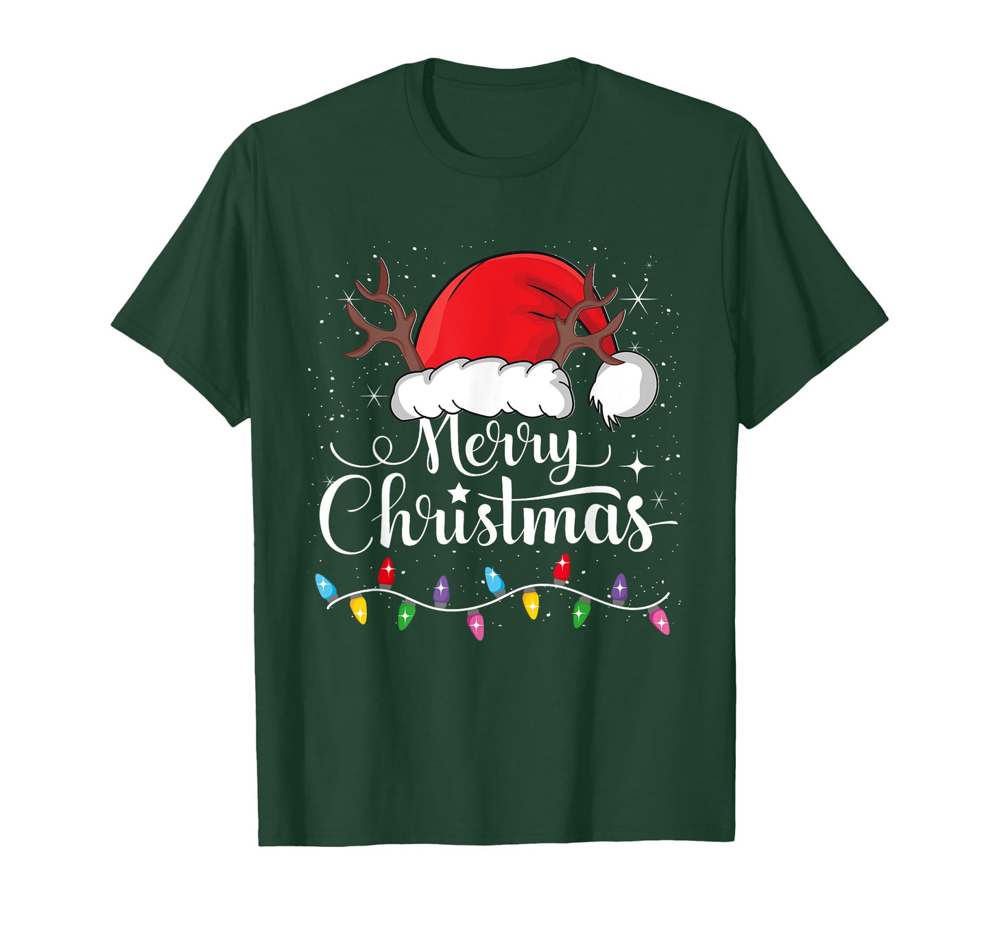 Merry Christmas Red Santa Hat Reindeer Xmas Family Men Women T-Shirt