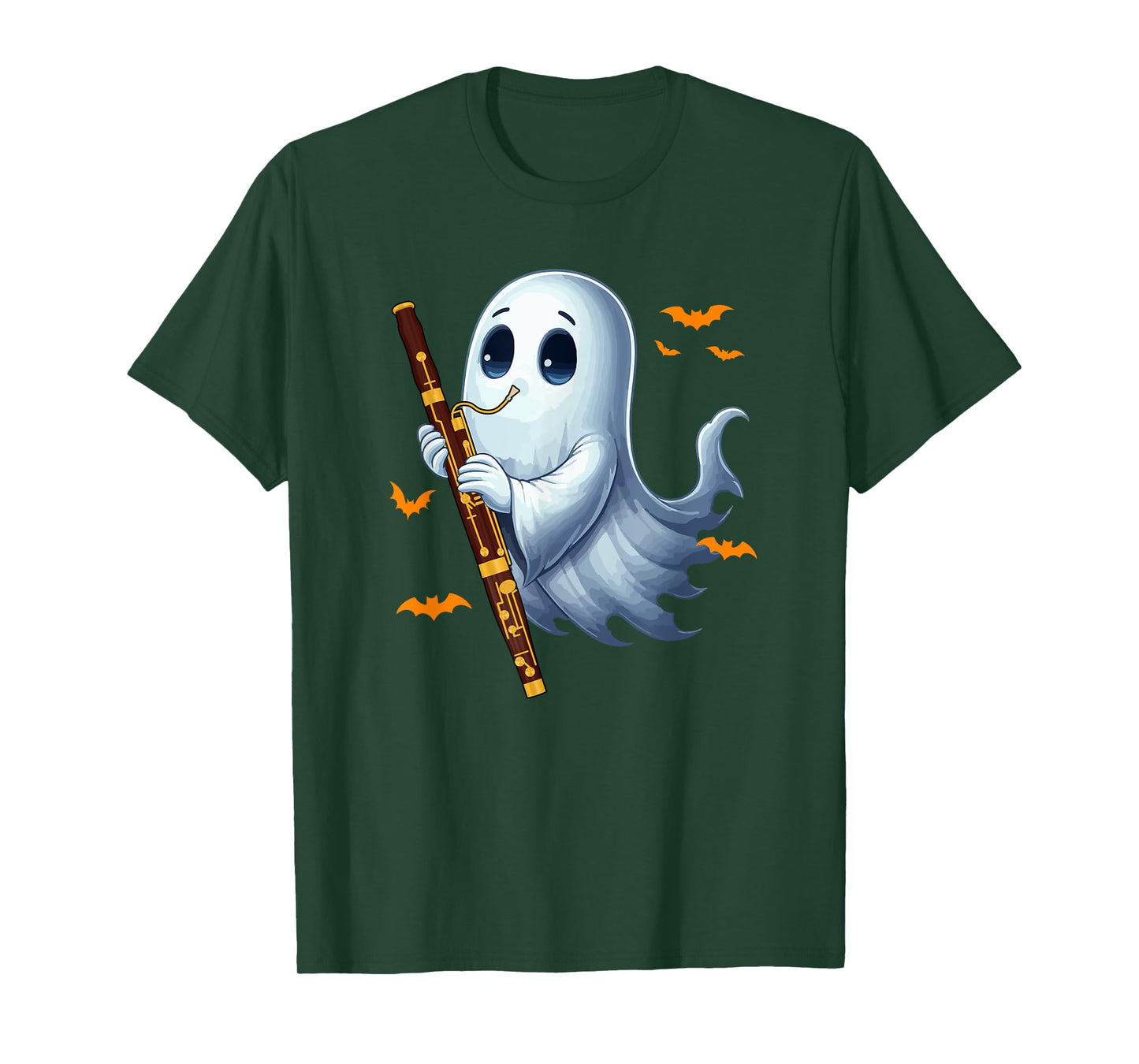 Boo Ghost Playing Bassoon Halloween Musical Instrument T-Shirt