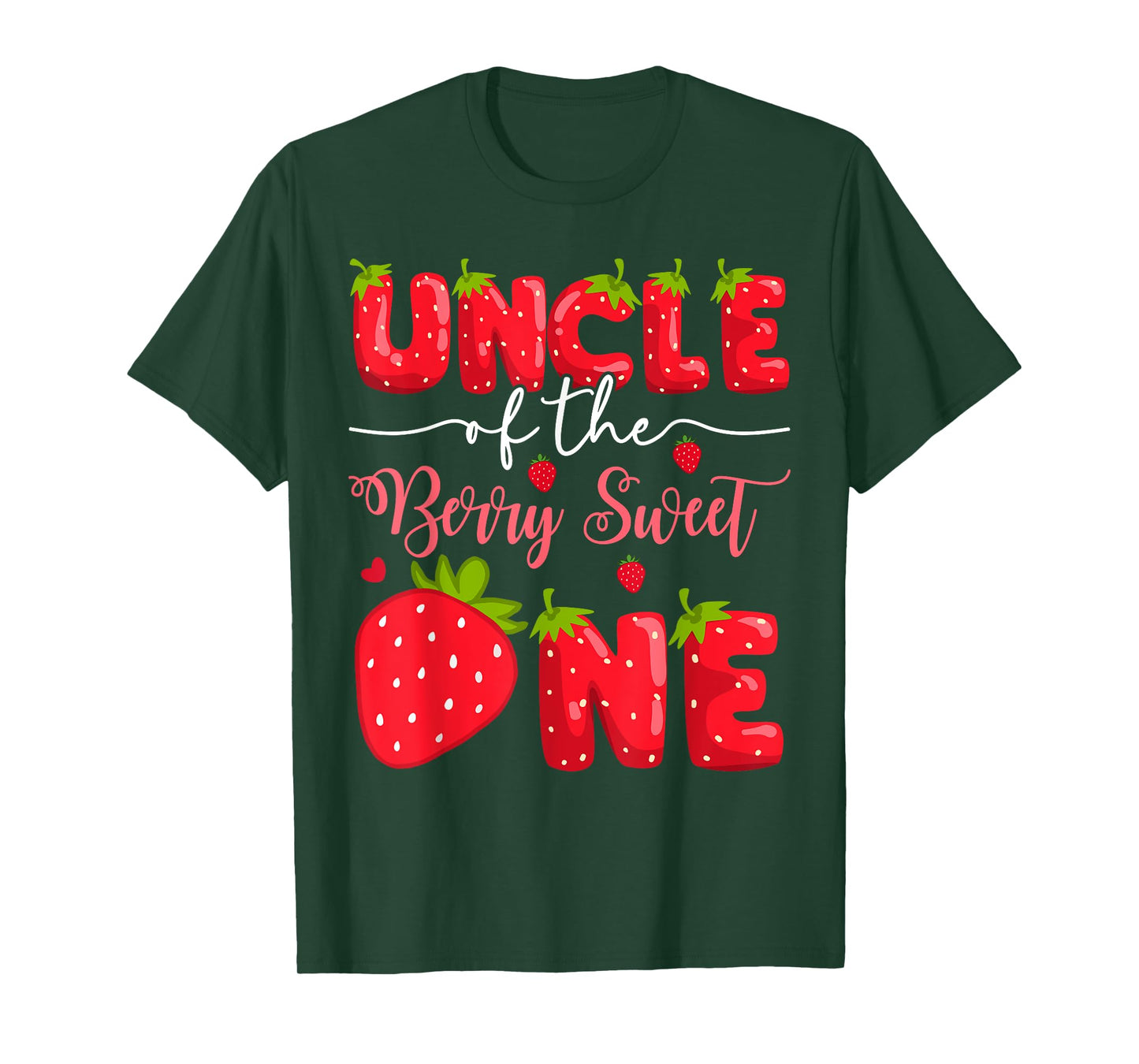 Uncle Of The Berry Sweet One 1St Birthday Strawberry T-Shirt