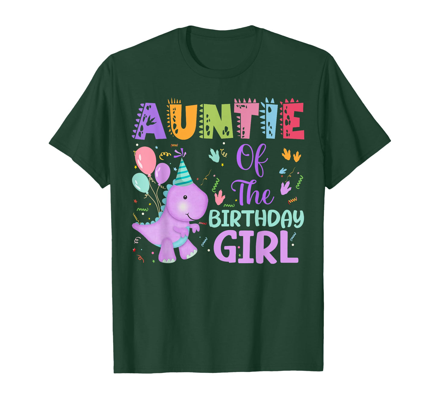 Auntie Of The Birthday Girl Dinosaur Saurus Rex Party T-Shirt
