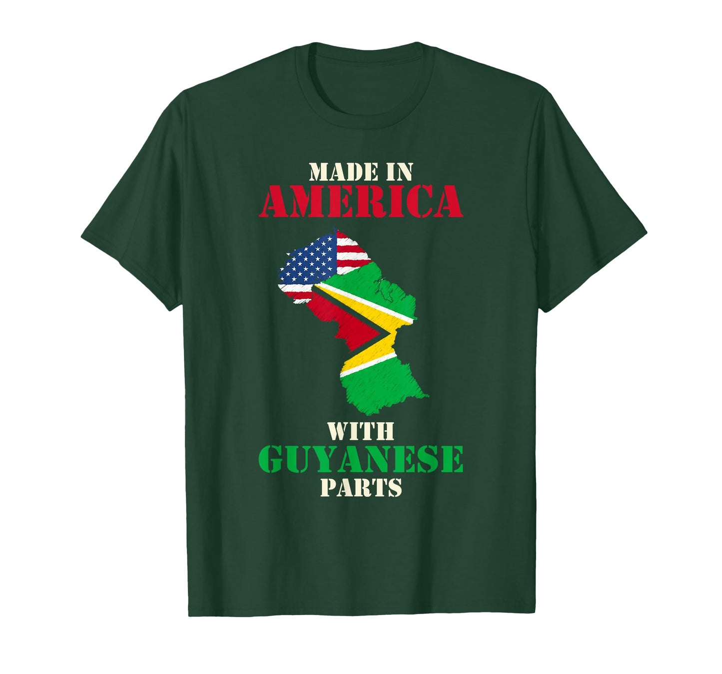 Made in America with Guyanese parts USA Guyana flag T-Shirt