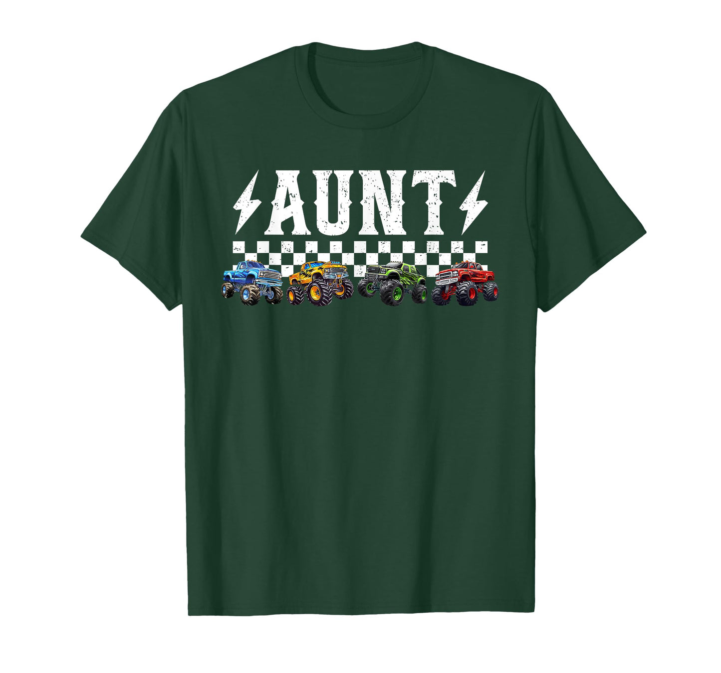 Aunt Retro Monster Truck Family Crew Birthday Matching T-Shirt
