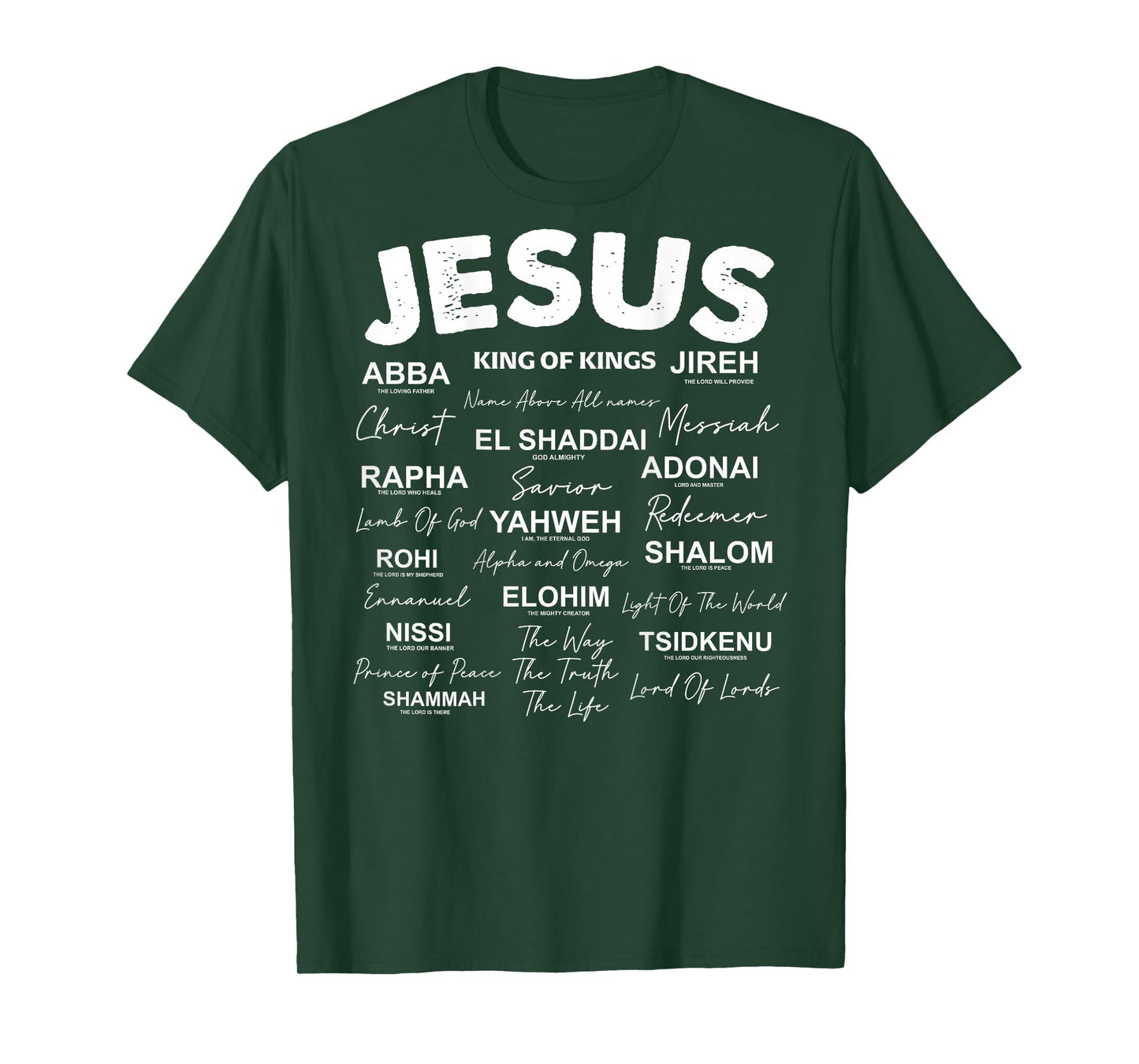 Jesus is King Names of God Hebrew Jesus Christian (On Back) T-Shirt