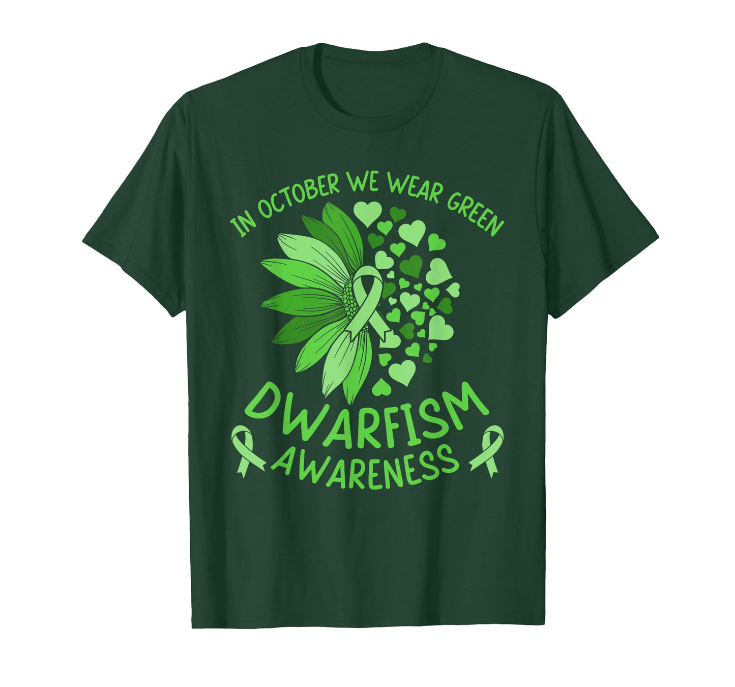Dwarfism Awareness Ribbon Green Sunflower Support Squad T-Shirt