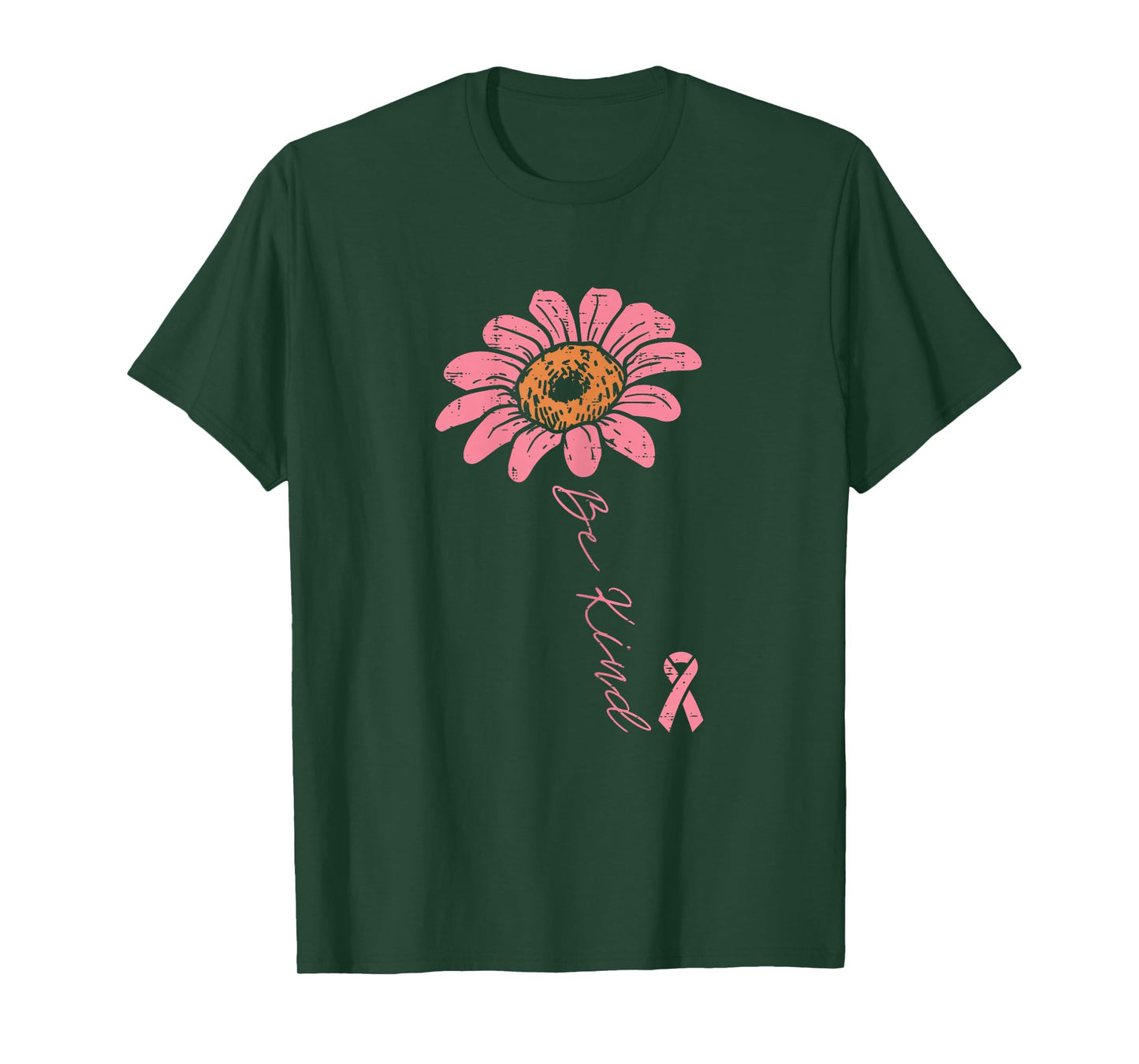 Pink Ribbon Sunflower Be Kind Breast Cancer Awareness Women T-Shirt