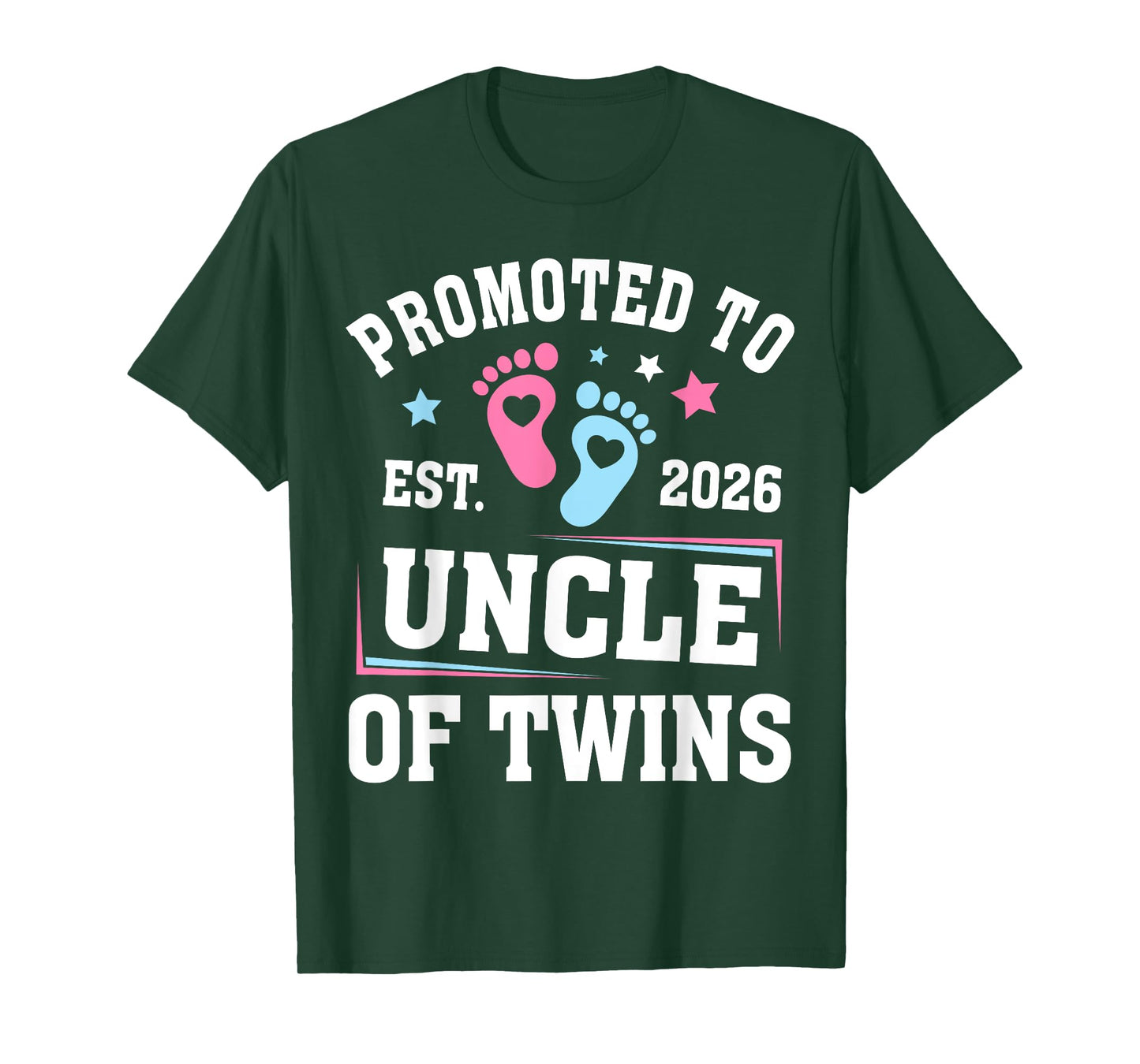 Promoted to Uncle of Twins Est 2026 Gender Reveal T-Shirt