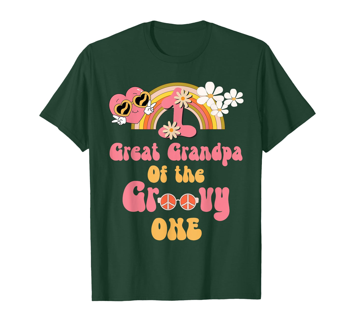 Great Grandpa of the Groovy one peace sign birthday matching T-Shirt
