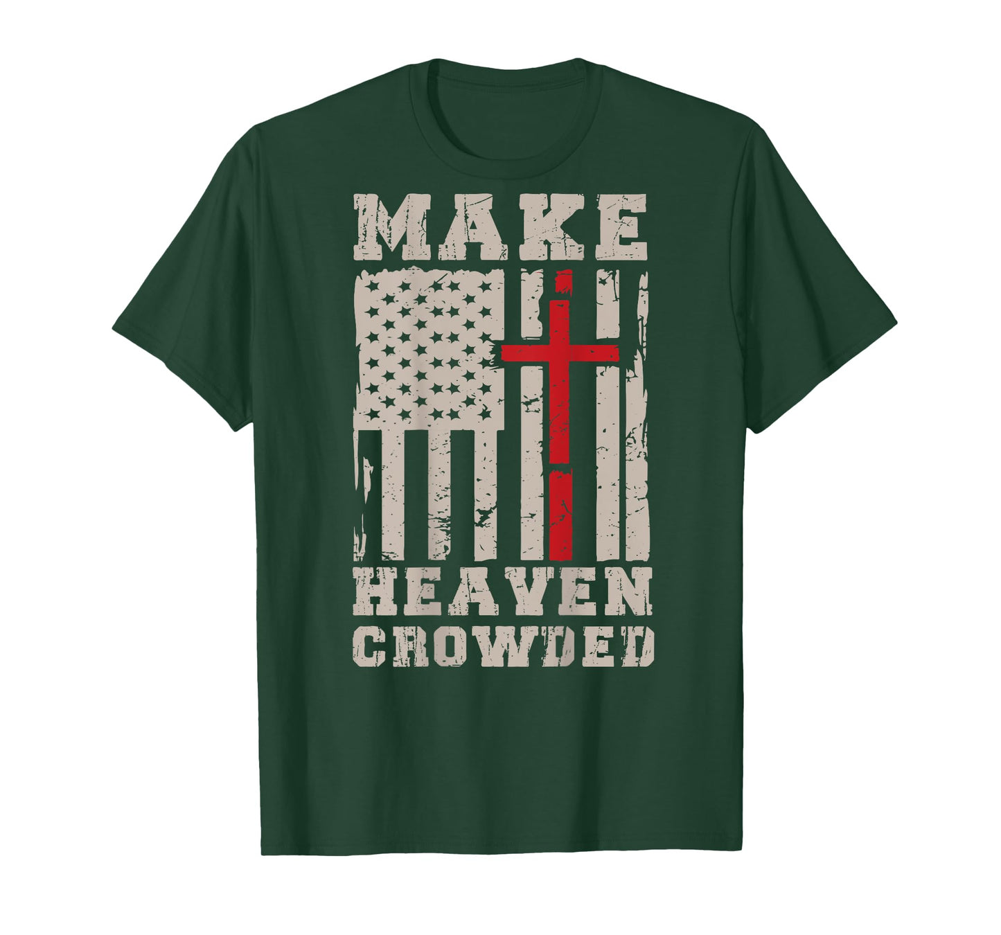 Men's Make Heaven Crowded Christian God On Back Graphic Tee T-Shirt