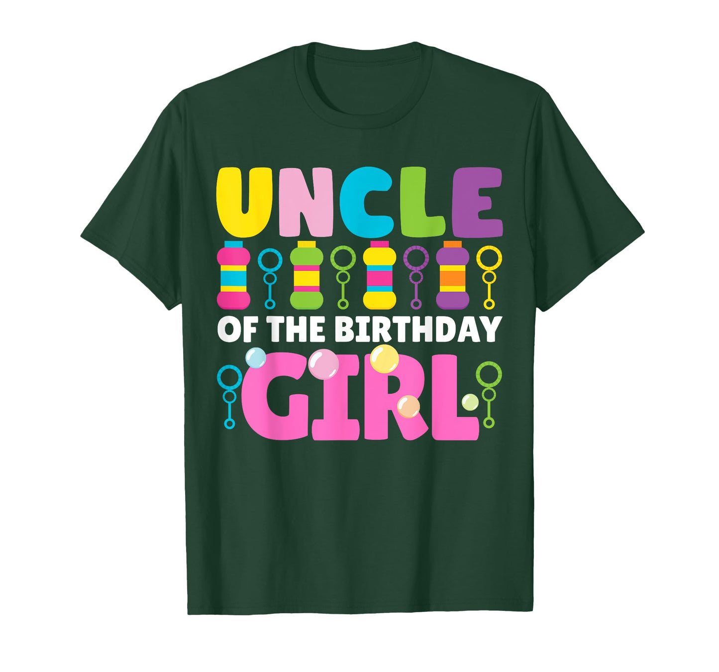 Uncle of the Birthday Girl Bubble Party Kids Wands Theme T-Shirt
