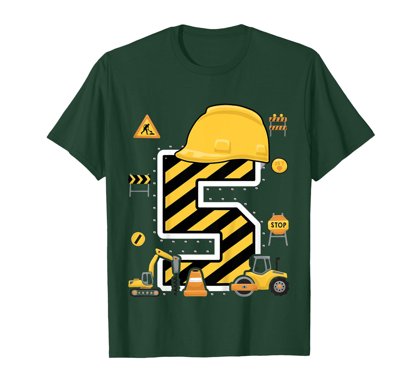 Construction Five Birthday Kids 5 Years Old 5th Birthday T-Shirt
