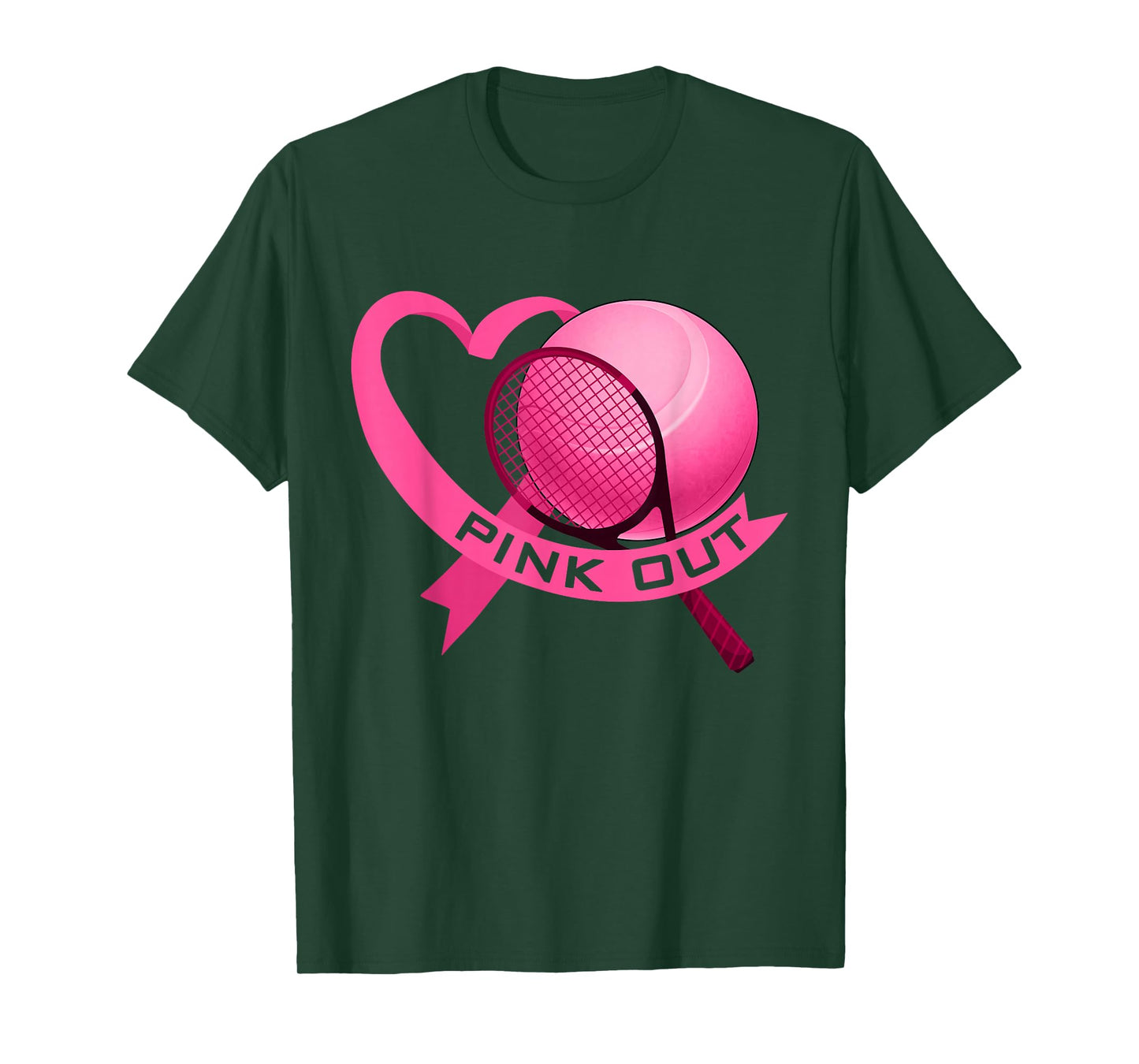 Pink Out Breast Cancer Pink Ribbon Heart With Tennis Ball T-Shirt