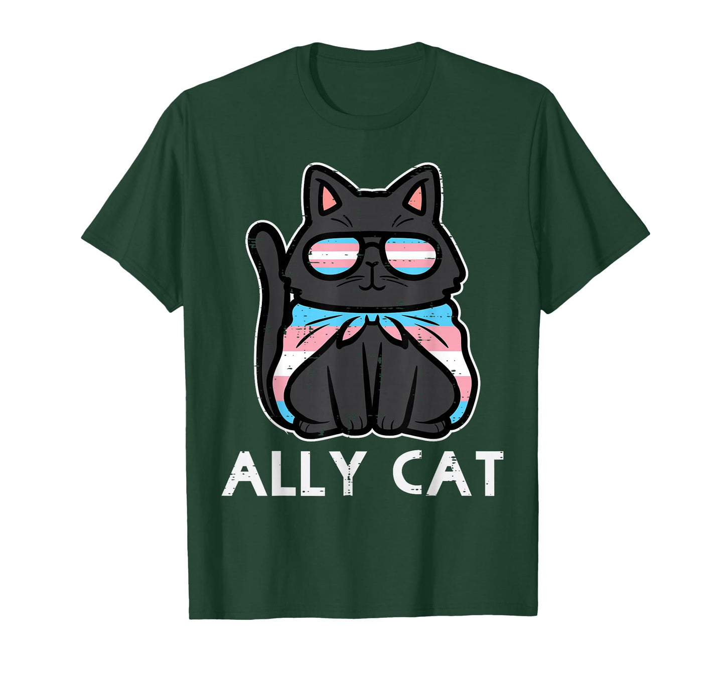 Transgender Ally Cat Trans Pride Flag LGBTQ Women Girls Kids T-Shirt