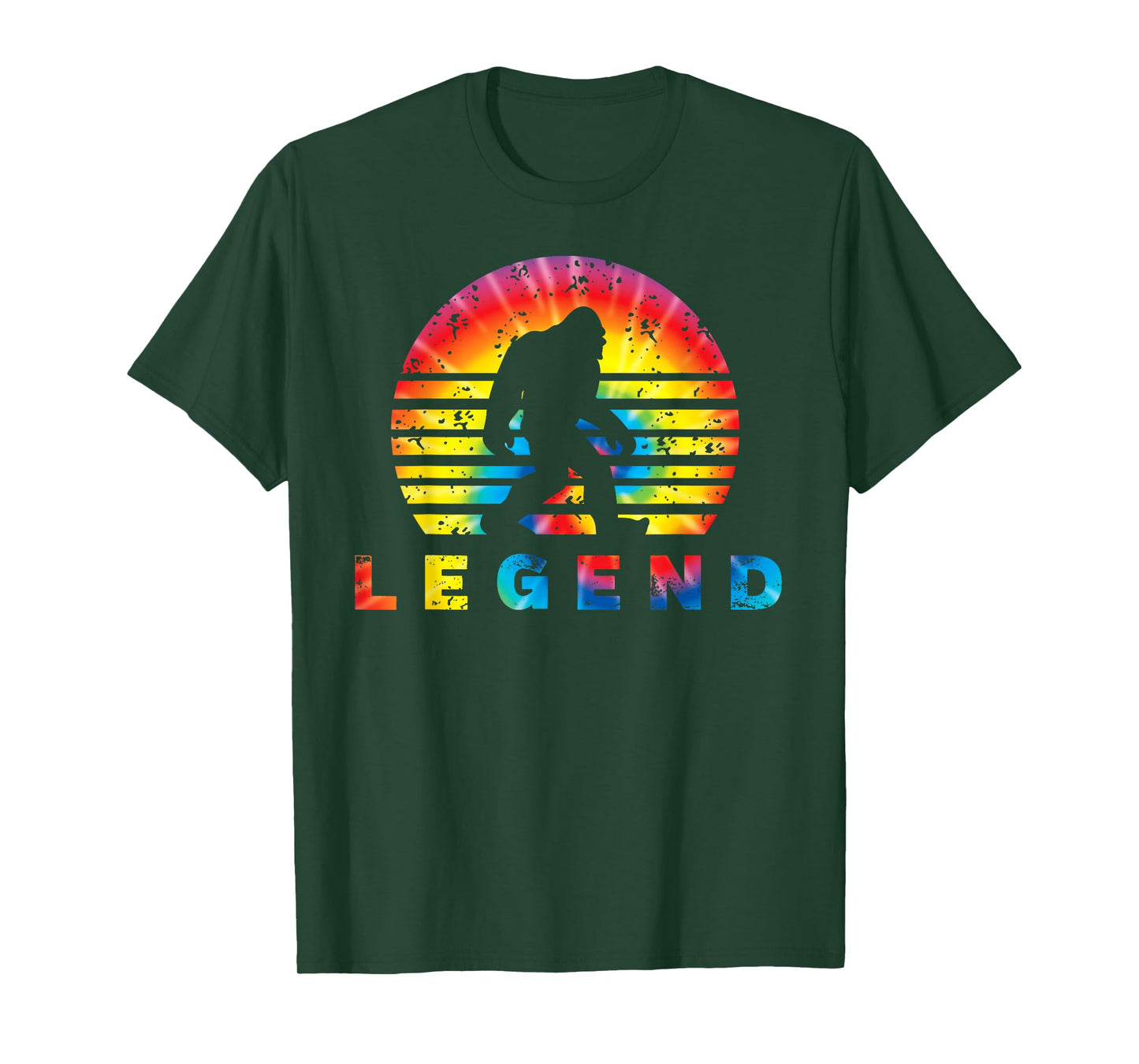 Tie Dye Retro Bigfoot Legend Silhouette T-Shirt