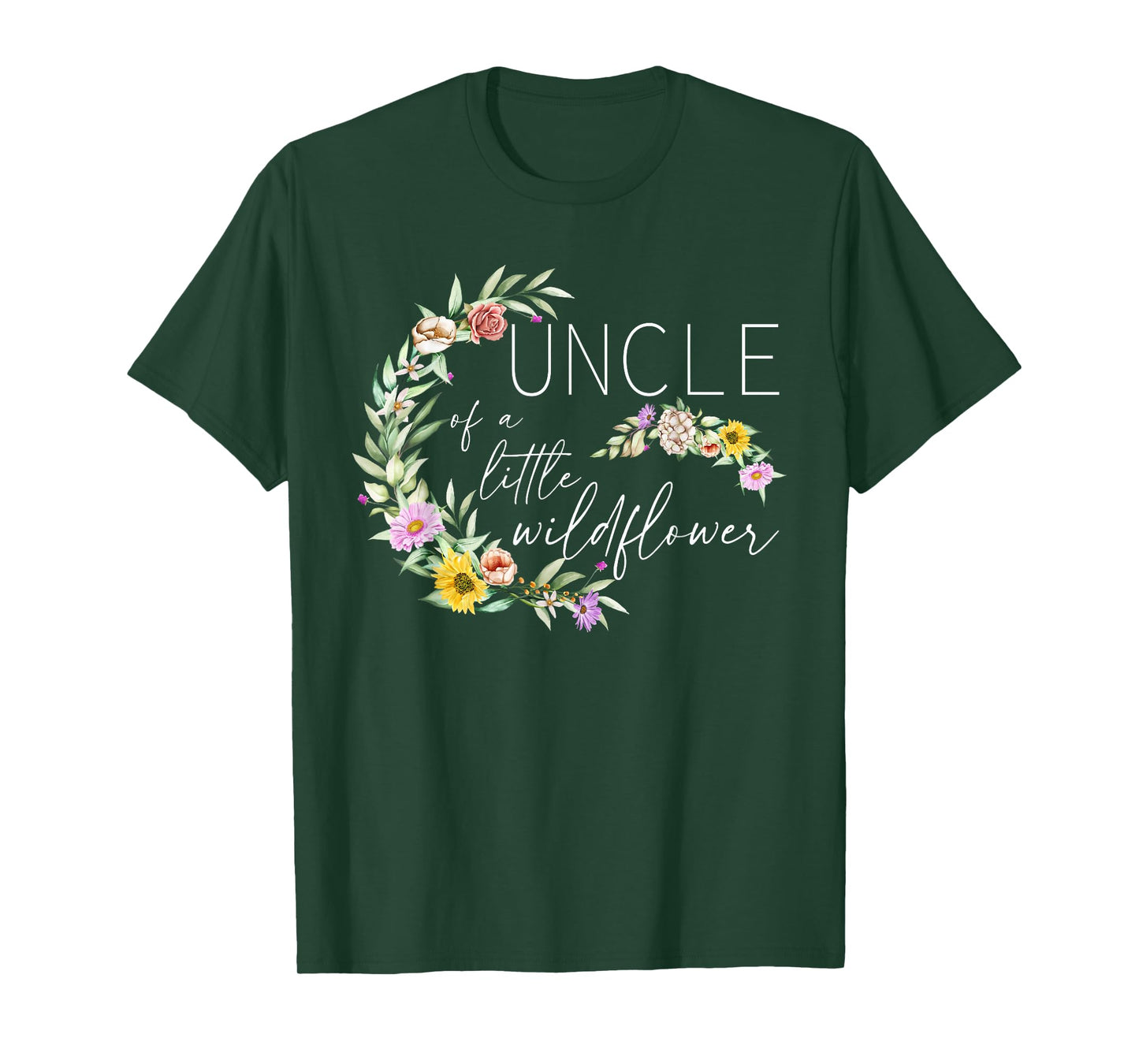 Uncle Of The Little Wildflower Birthday Party Baby Shower T-Shirt
