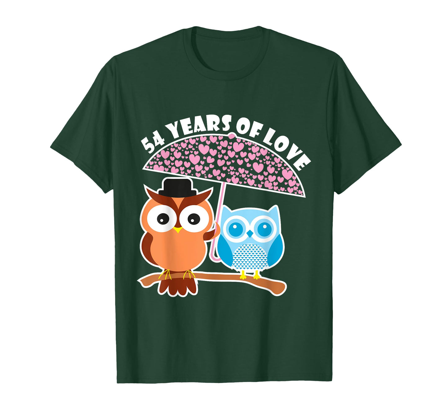 54 Years Of Love - 54th Anniversary Owl Cute Couples T-Shirt