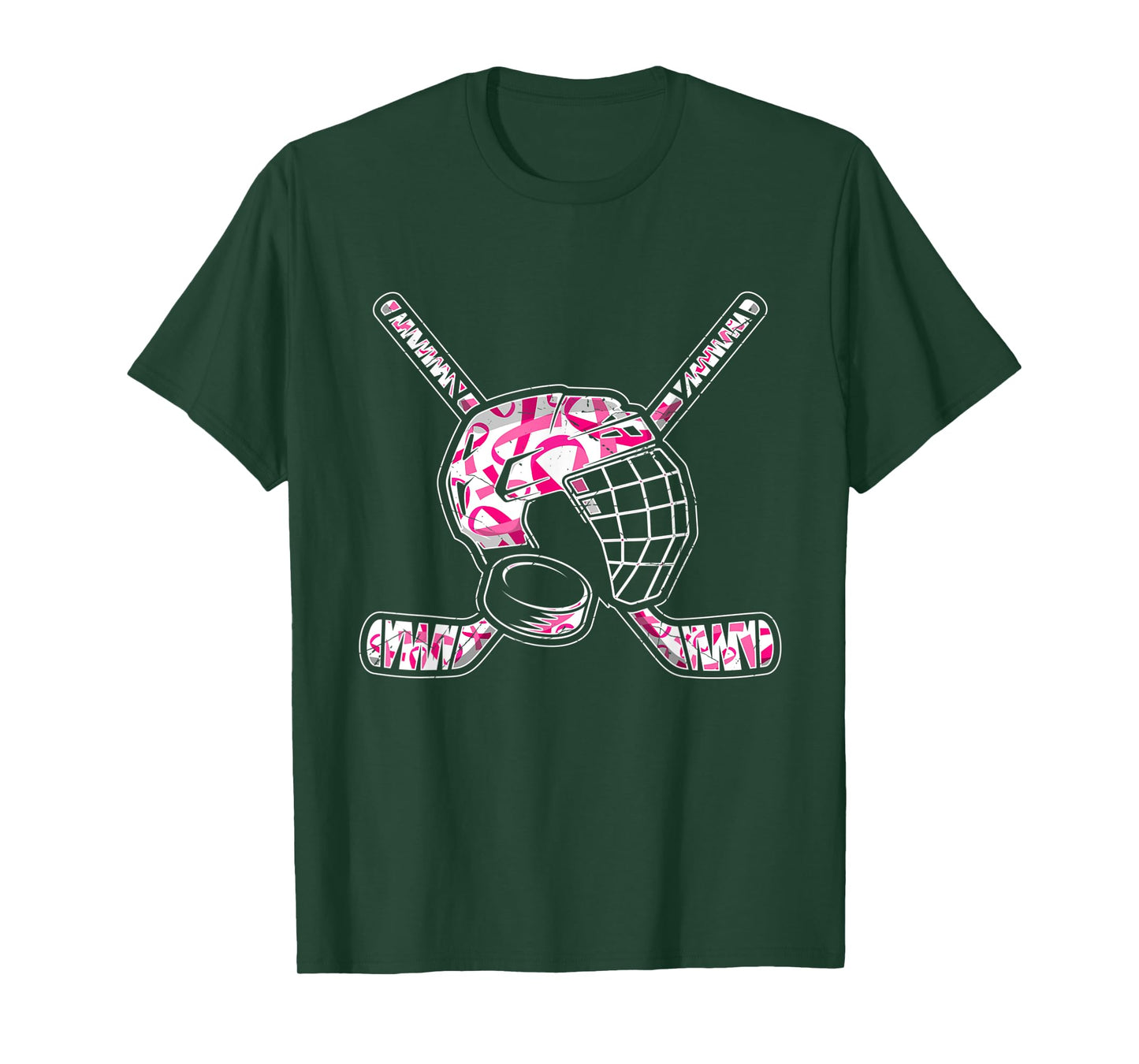 Pink Ribbon Hockey Breast Cancer Awareness Support Mom T-Shirt