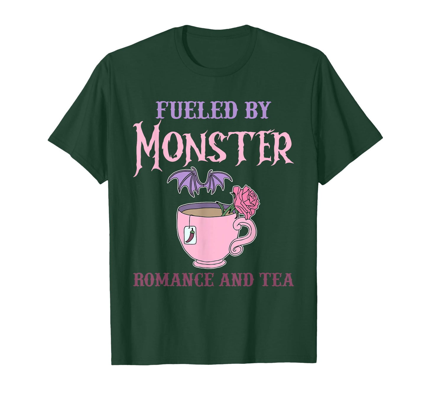 Fueled By Monster Romance And Tea Funny Cute Halloween T-Shirt