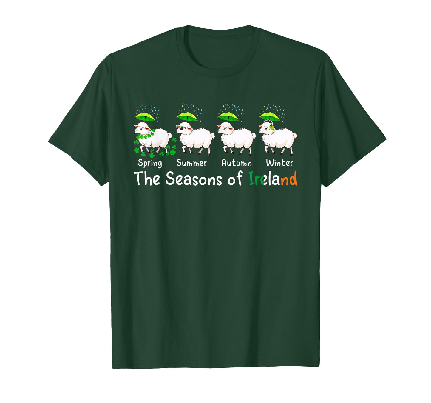 The Seasons Patrick's Day Ireland Four Cute Sheep Shamrocks T-Shirt
