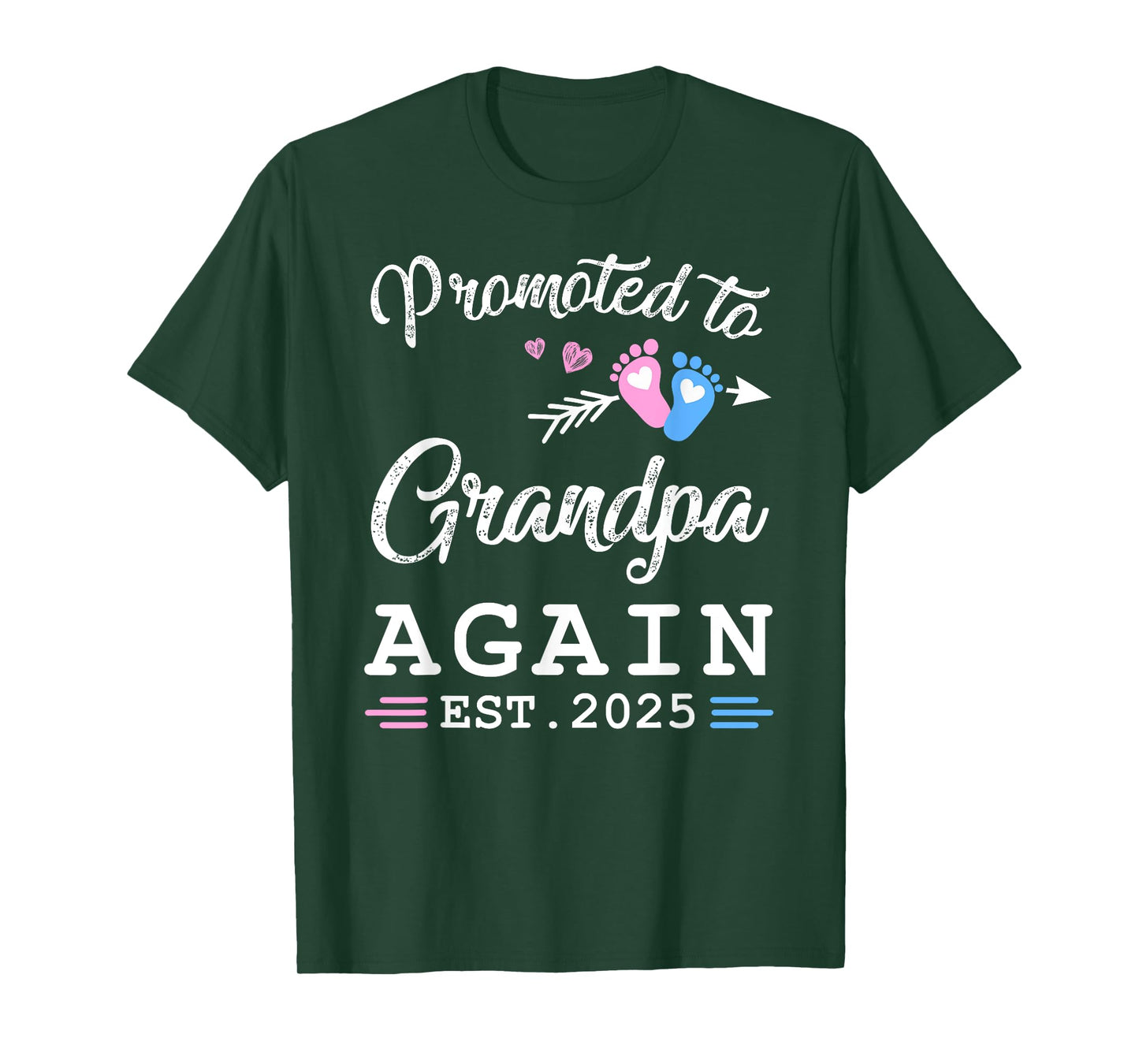 Promoted Grandpa Again Est 2025 Baby Shower Party Footprint T-Shirt