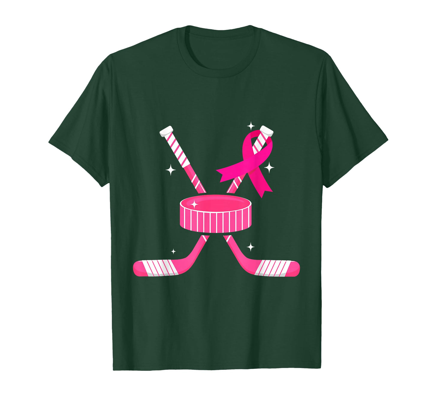 Ice Hockey Pink Ribbon Breast Cancer Awareness Survivors T-Shirt