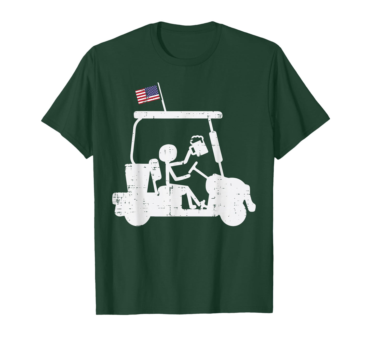 Golf Cart US Flag Funny Golfing Patriotic Golfer Dad Men T-Shirt