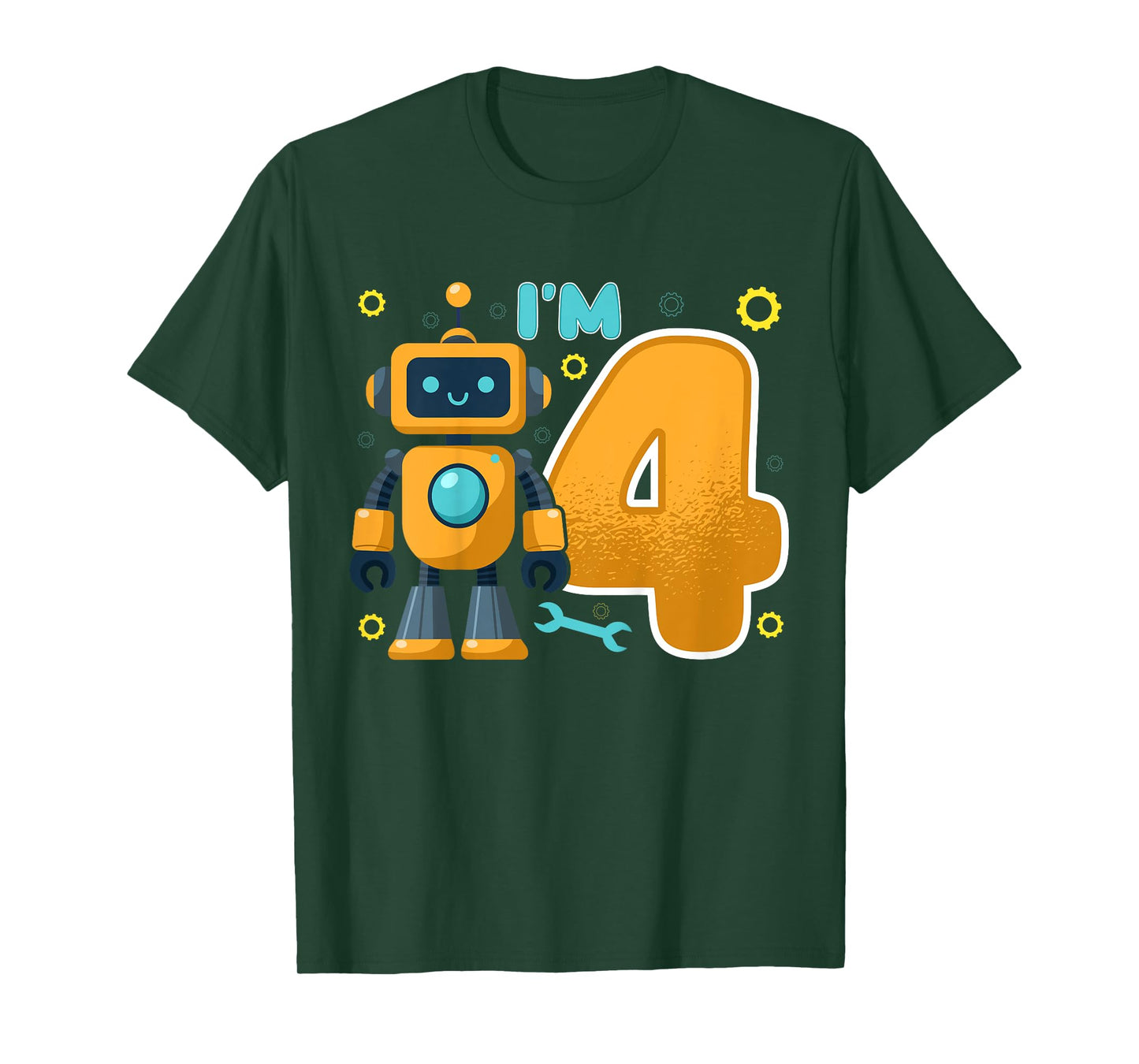 Kids I'm 4 Kids Four Years Old Robotics Robot 4th Birthday Party T-Shirt
