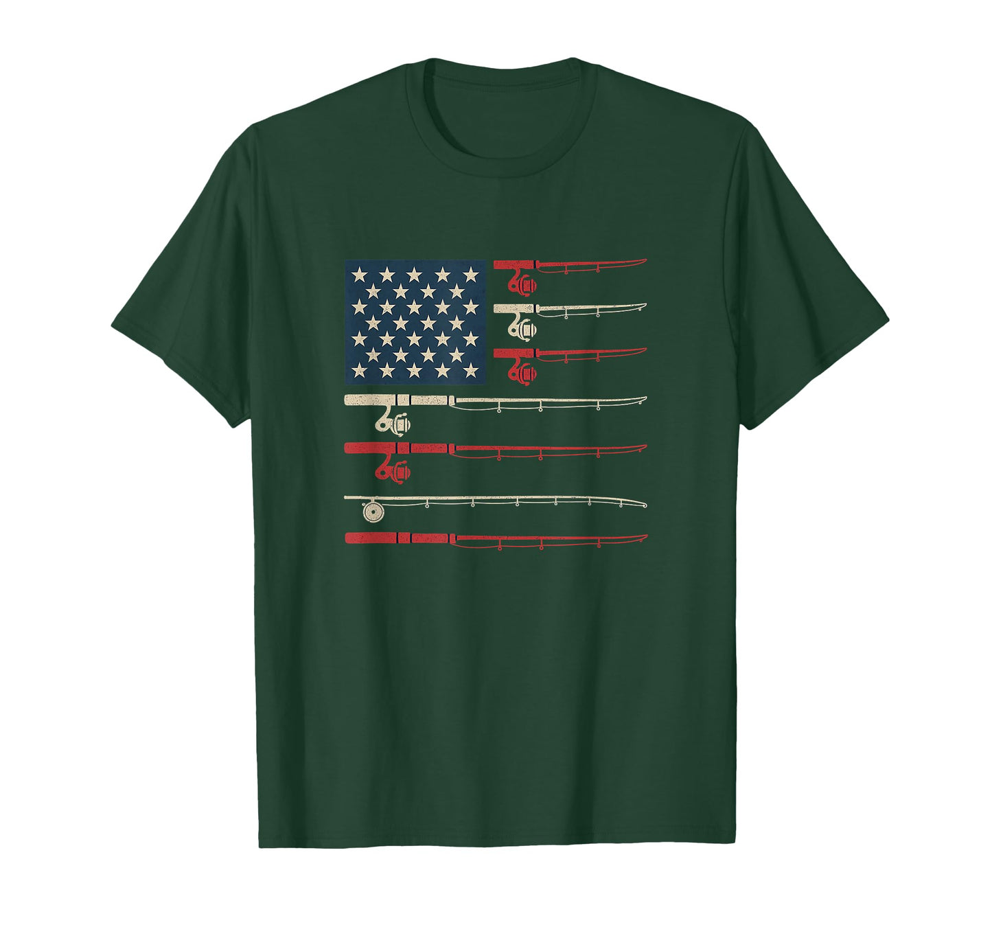 Fishing American Flag - Fishing Rod Stripes T-Shirt