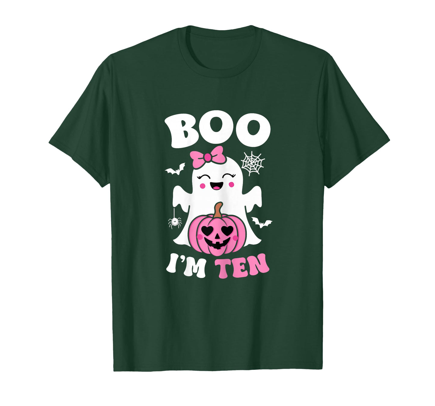 Ghost Boo I'm Ten Year 10th Birthday Girls Halloween Groovy T-Shirt