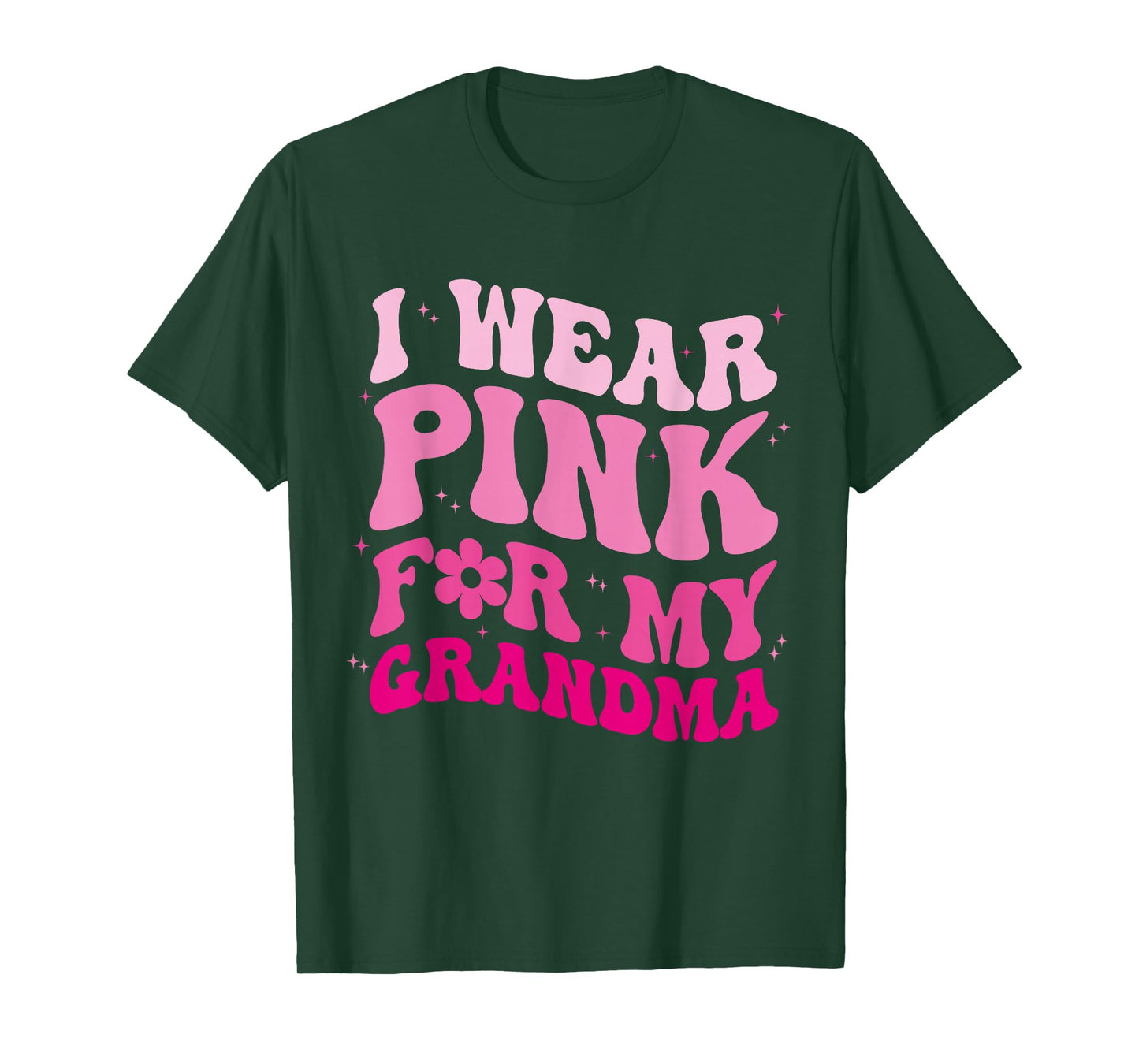 I Wear Pink for my Grandma Groovy Breast Cancer Women Kid T-Shirt